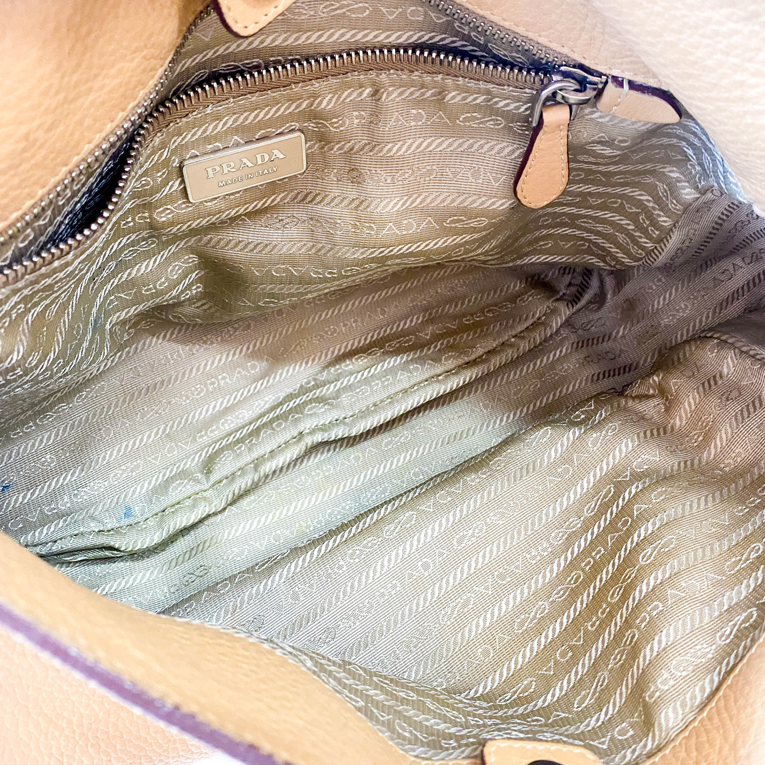 Beige Leather Shoulder Bag