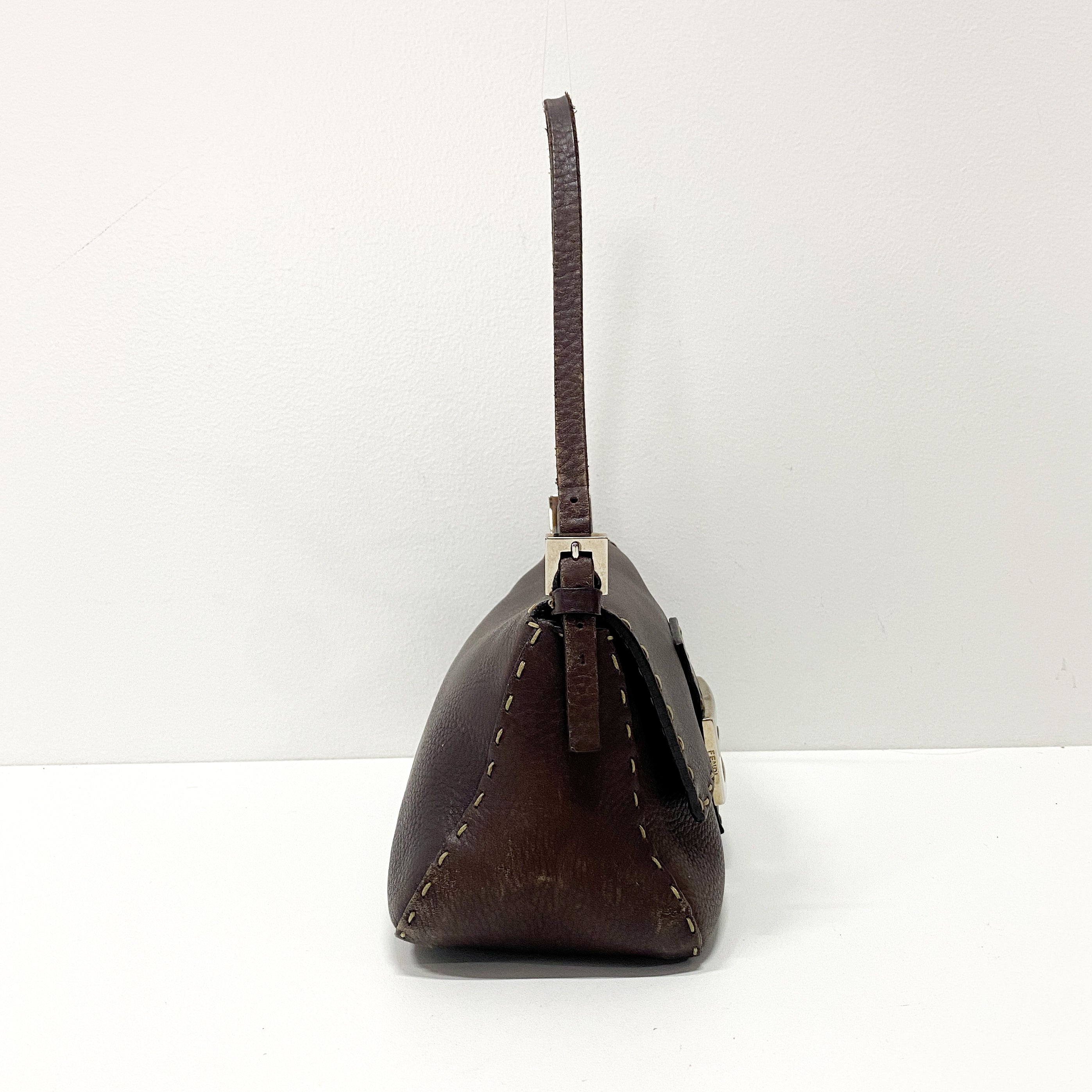 Selleria Baguette Brown Leather Shoulder Bag