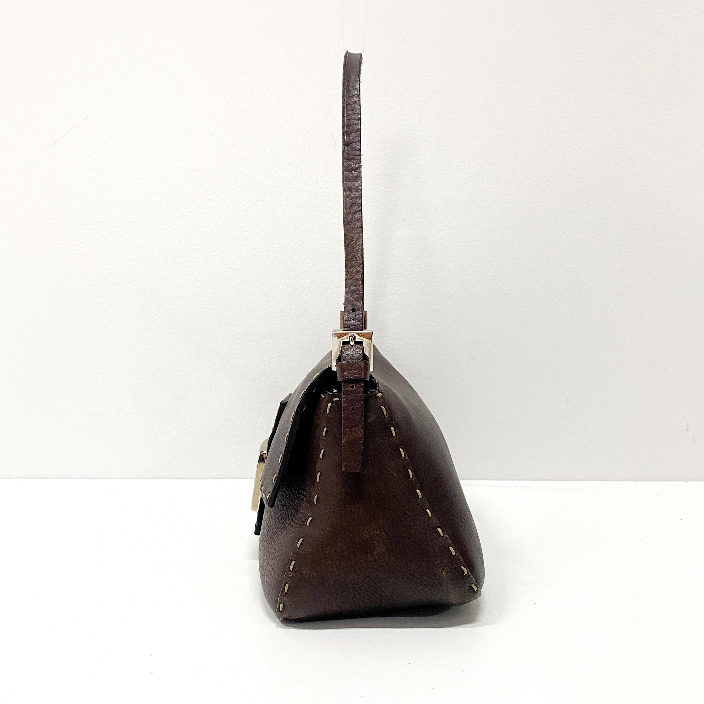 Selleria Baguette Brown Leather Shoulder Bag