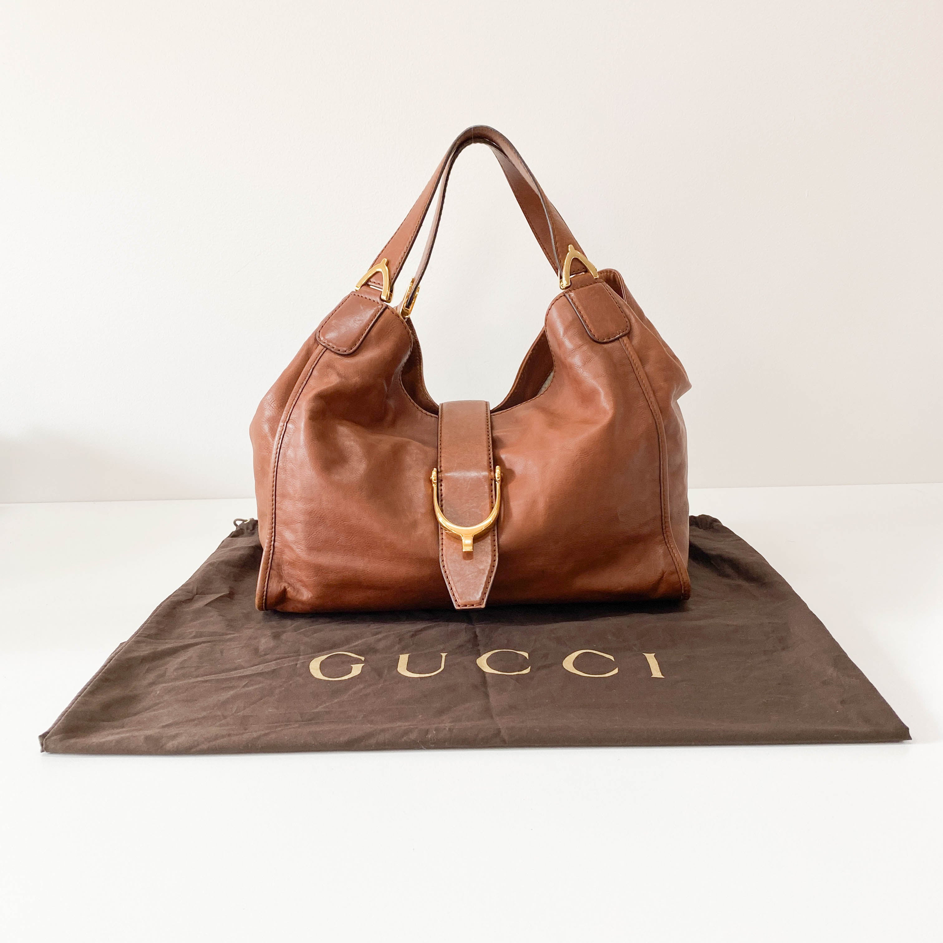 Stirrup Brown Leather Shoulder Bag