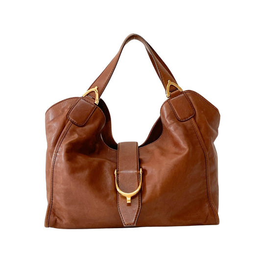 Stirrup Brown Leather Shoulder Bag