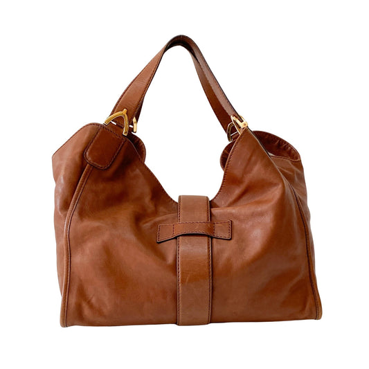 Stirrup Brown Leather Shoulder Bag