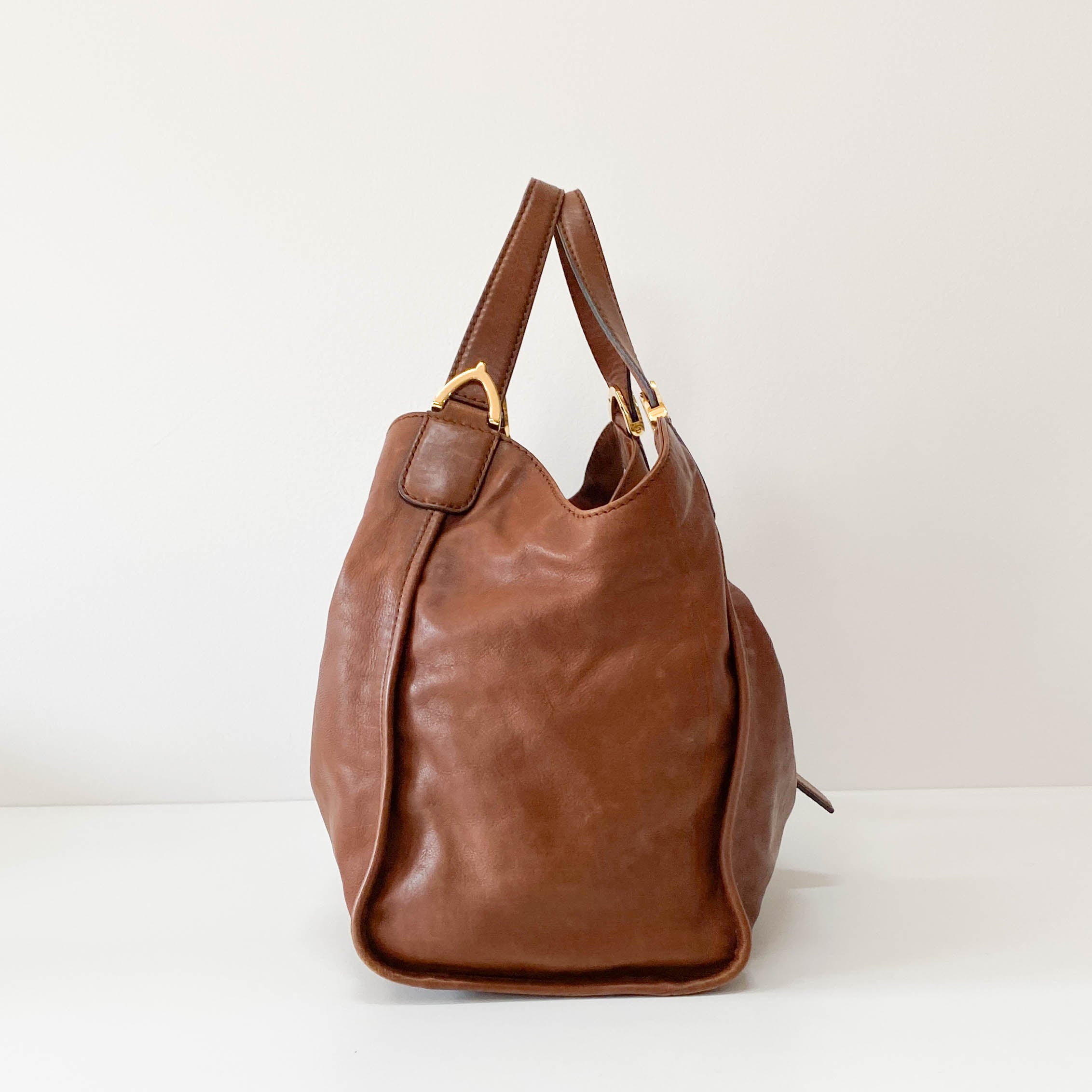 Stirrup Brown Leather Shoulder Bag