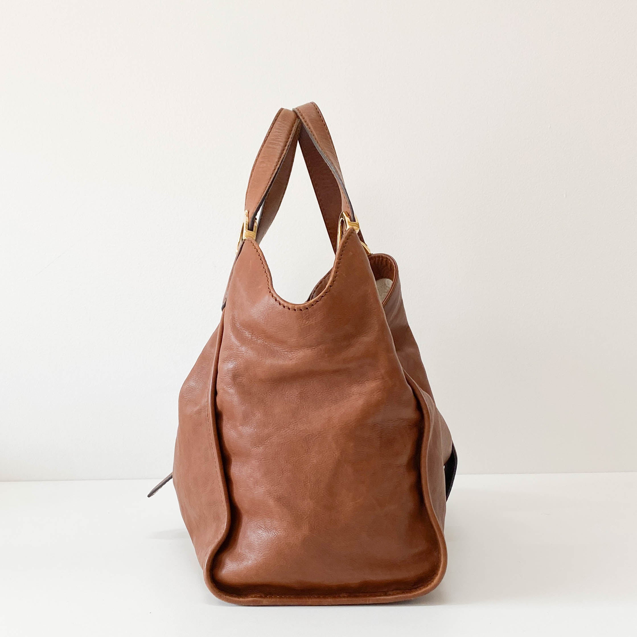 Stirrup Brown Leather Shoulder Bag