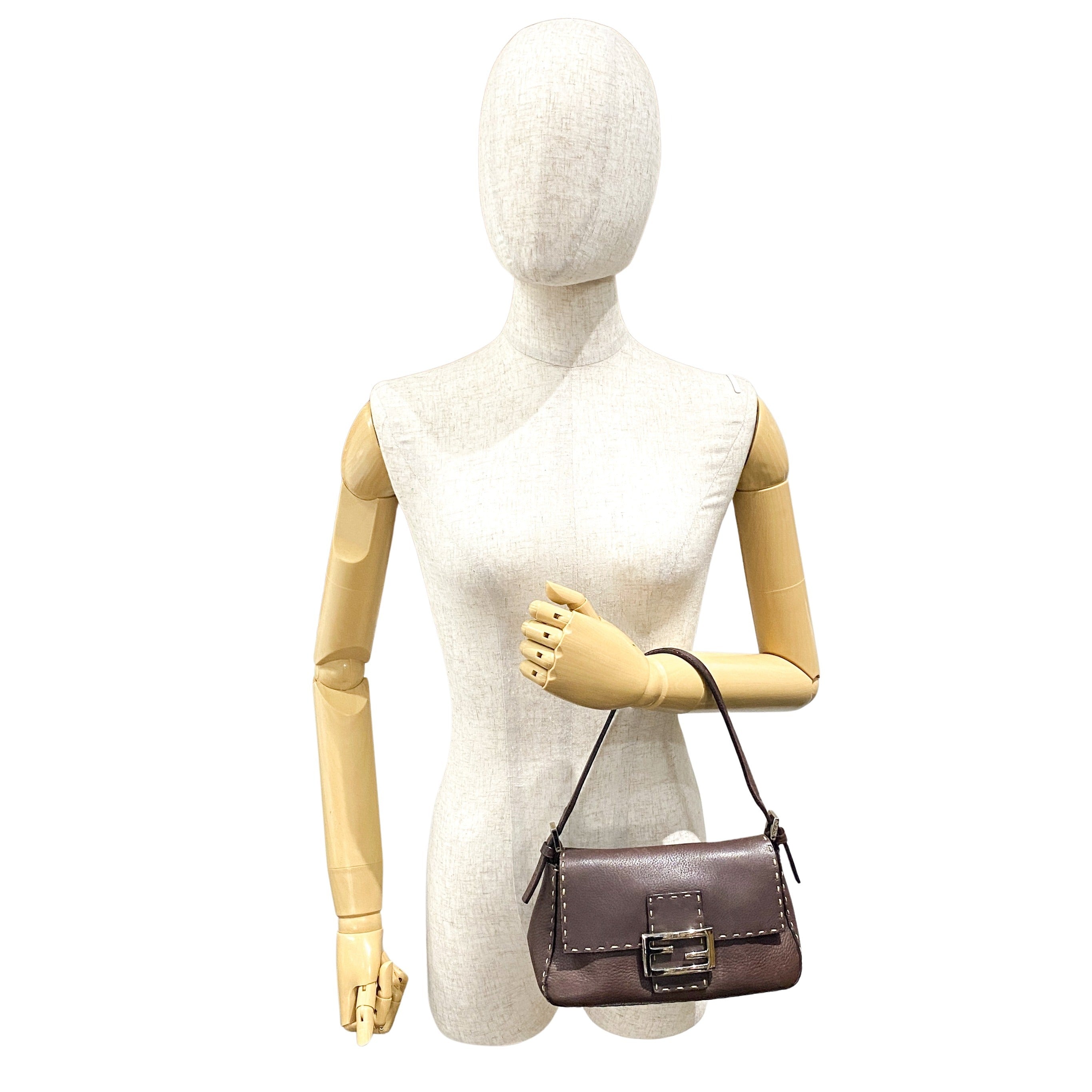 Selleria Baguette Brown Leather Shoulder Bag