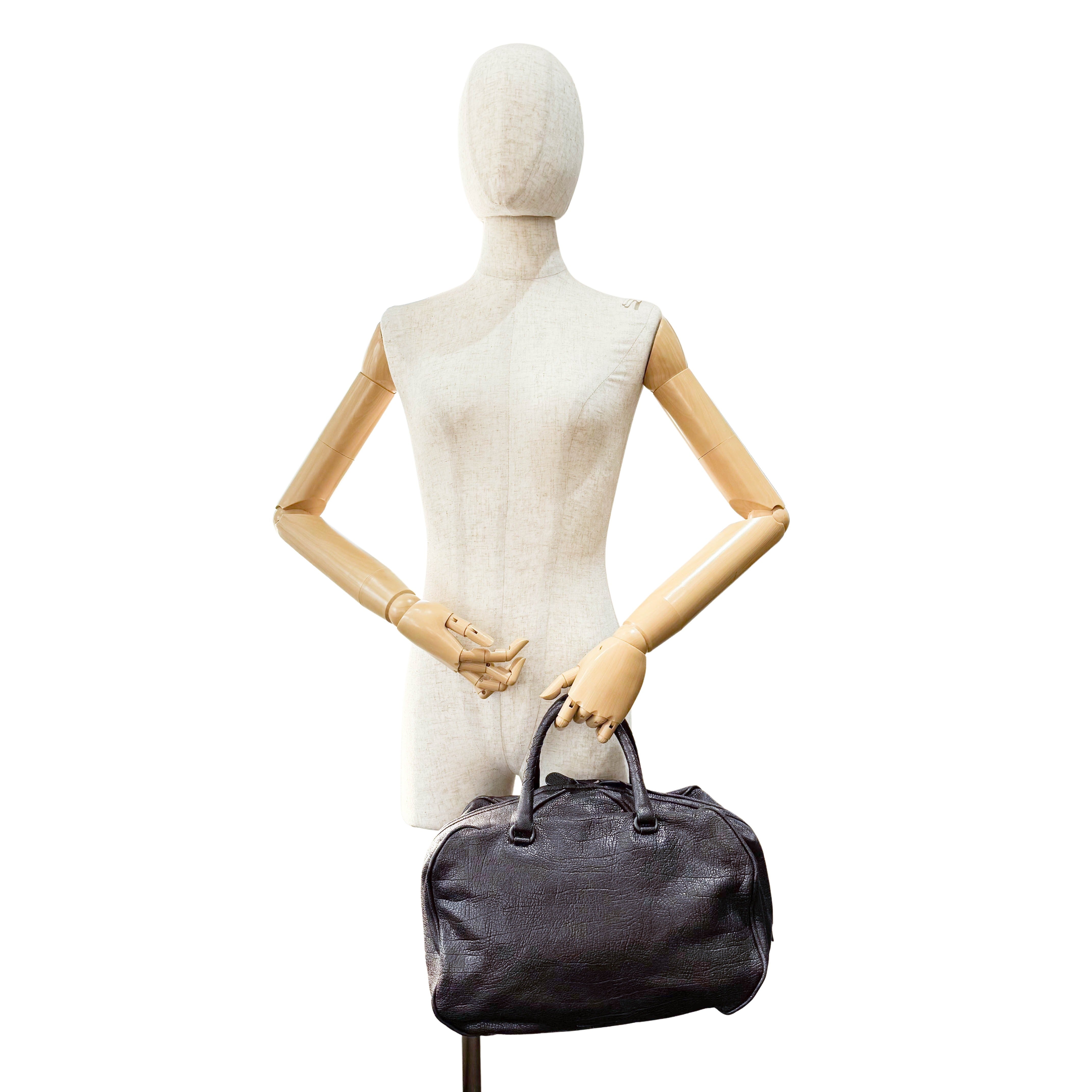 Black Leather Boston Bag