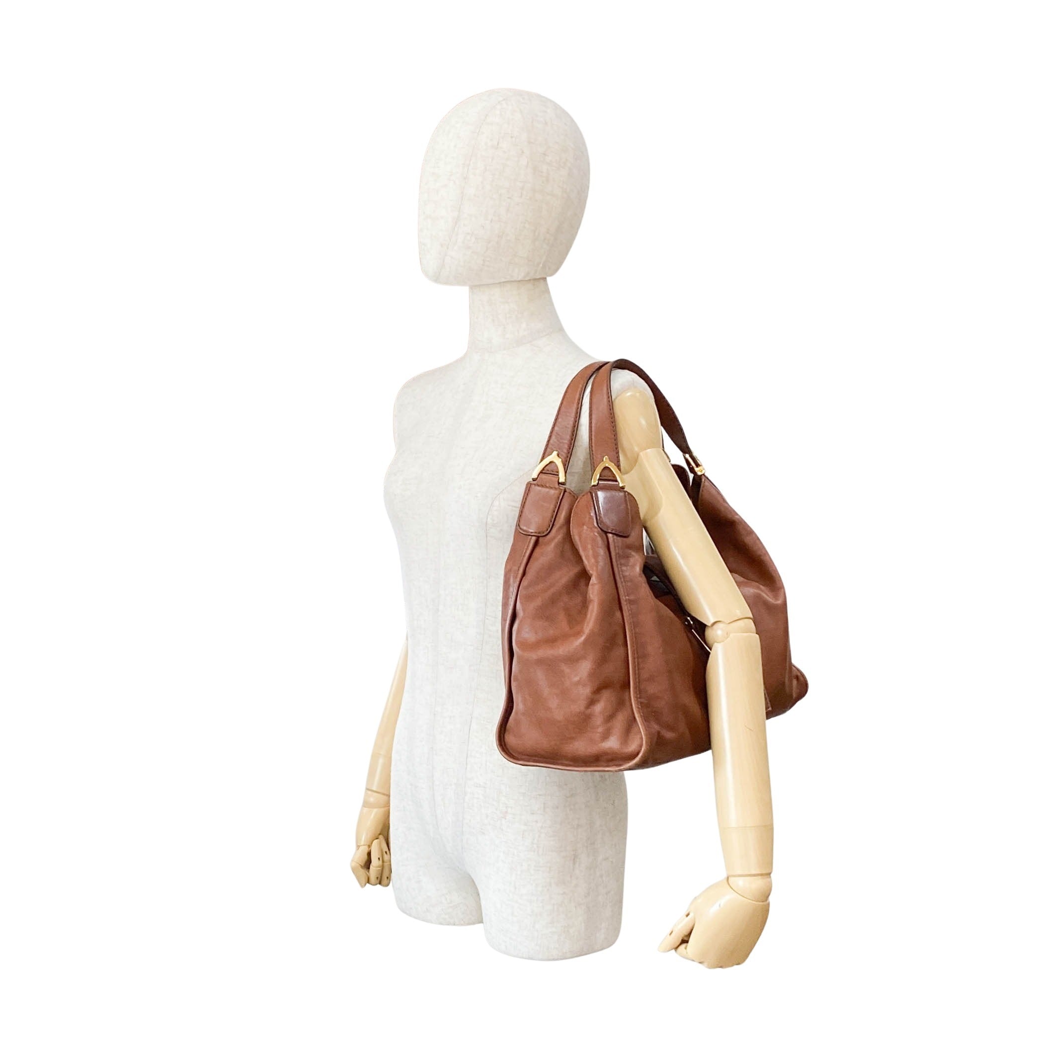 Stirrup Brown Leather Shoulder Bag