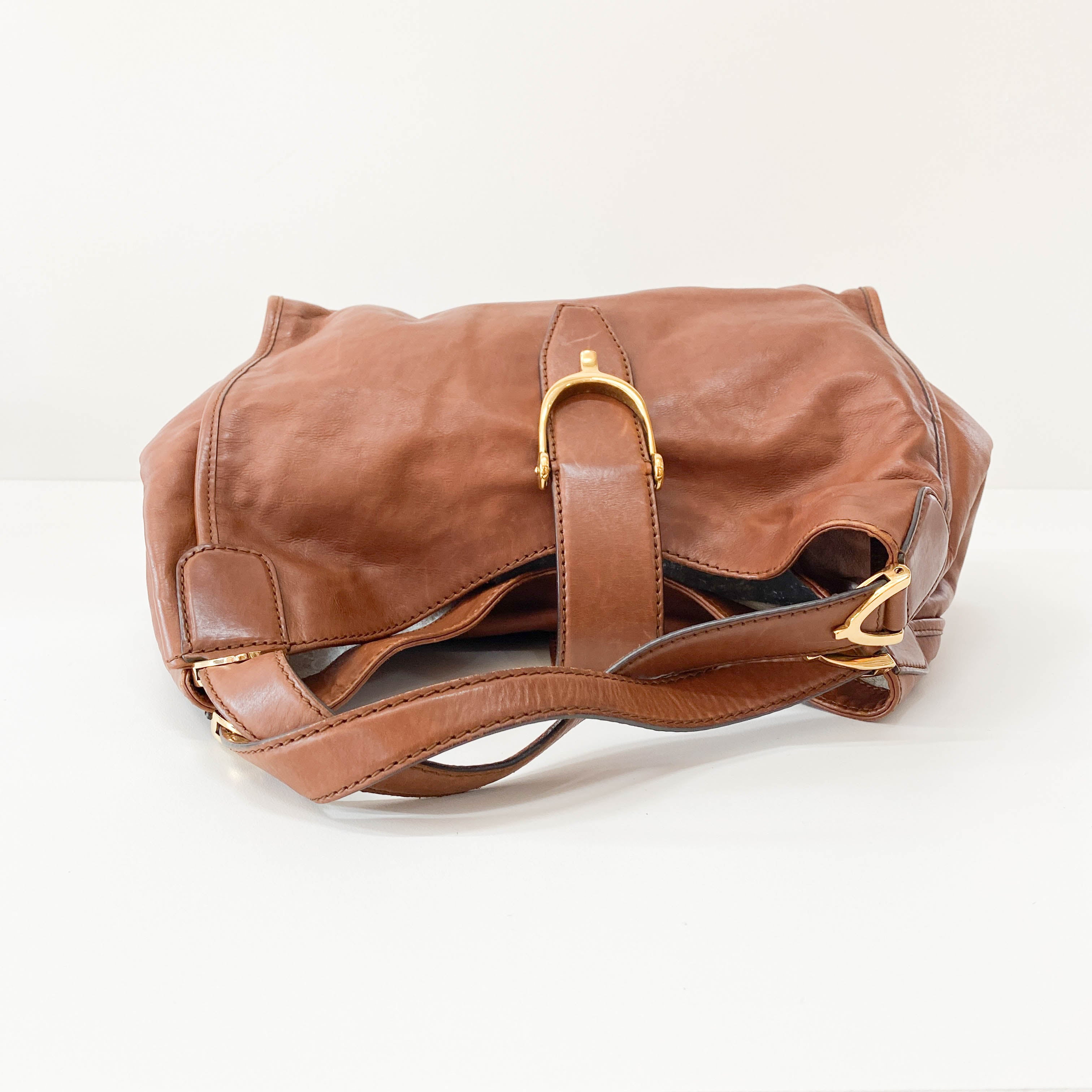 Stirrup Brown Leather Shoulder Bag