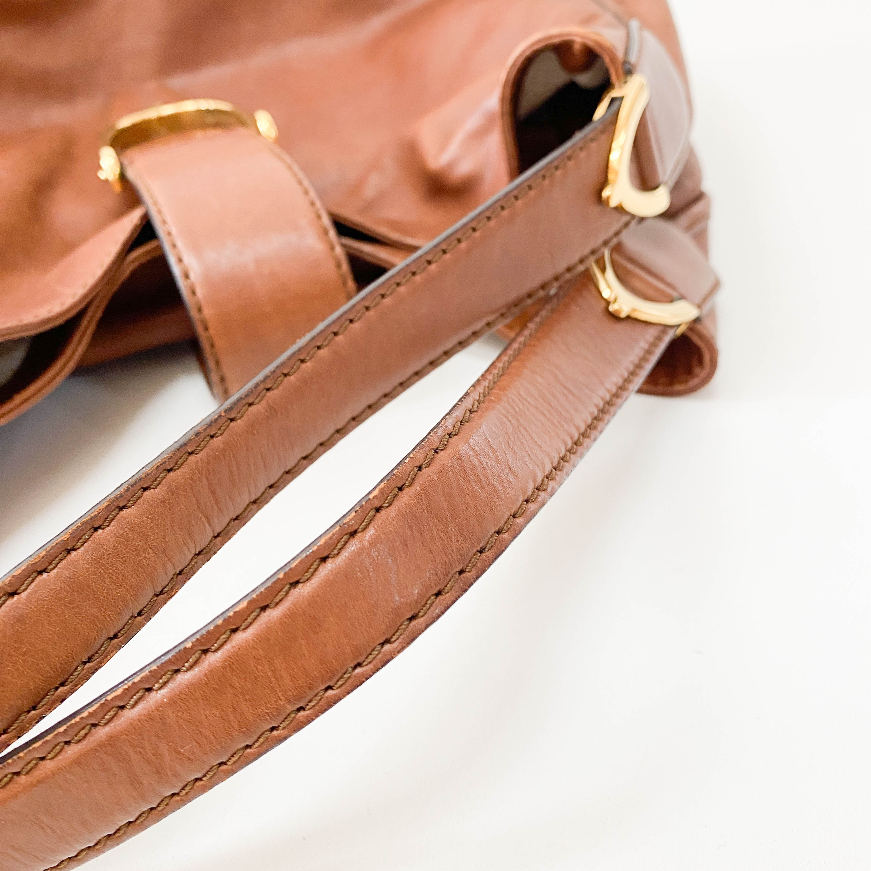 Stirrup Brown Leather Shoulder Bag