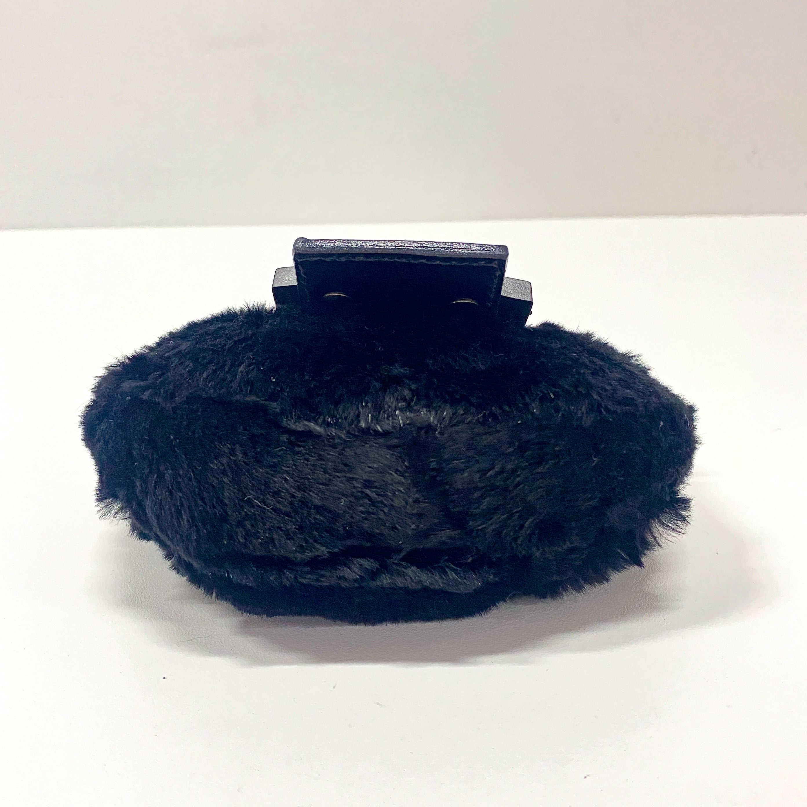 Mini Croissant Black Fur Bag