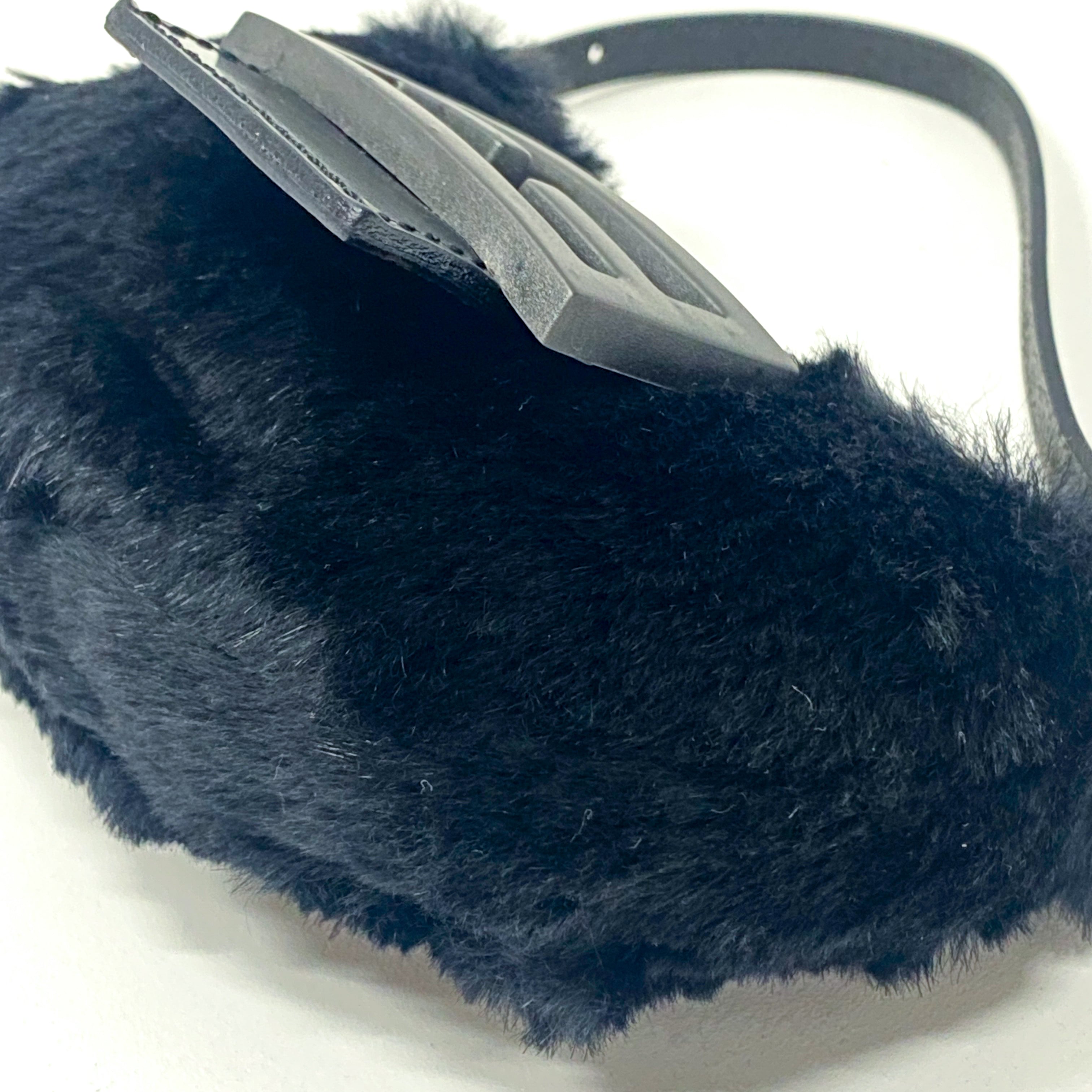 Mini Croissant Black Fur Bag