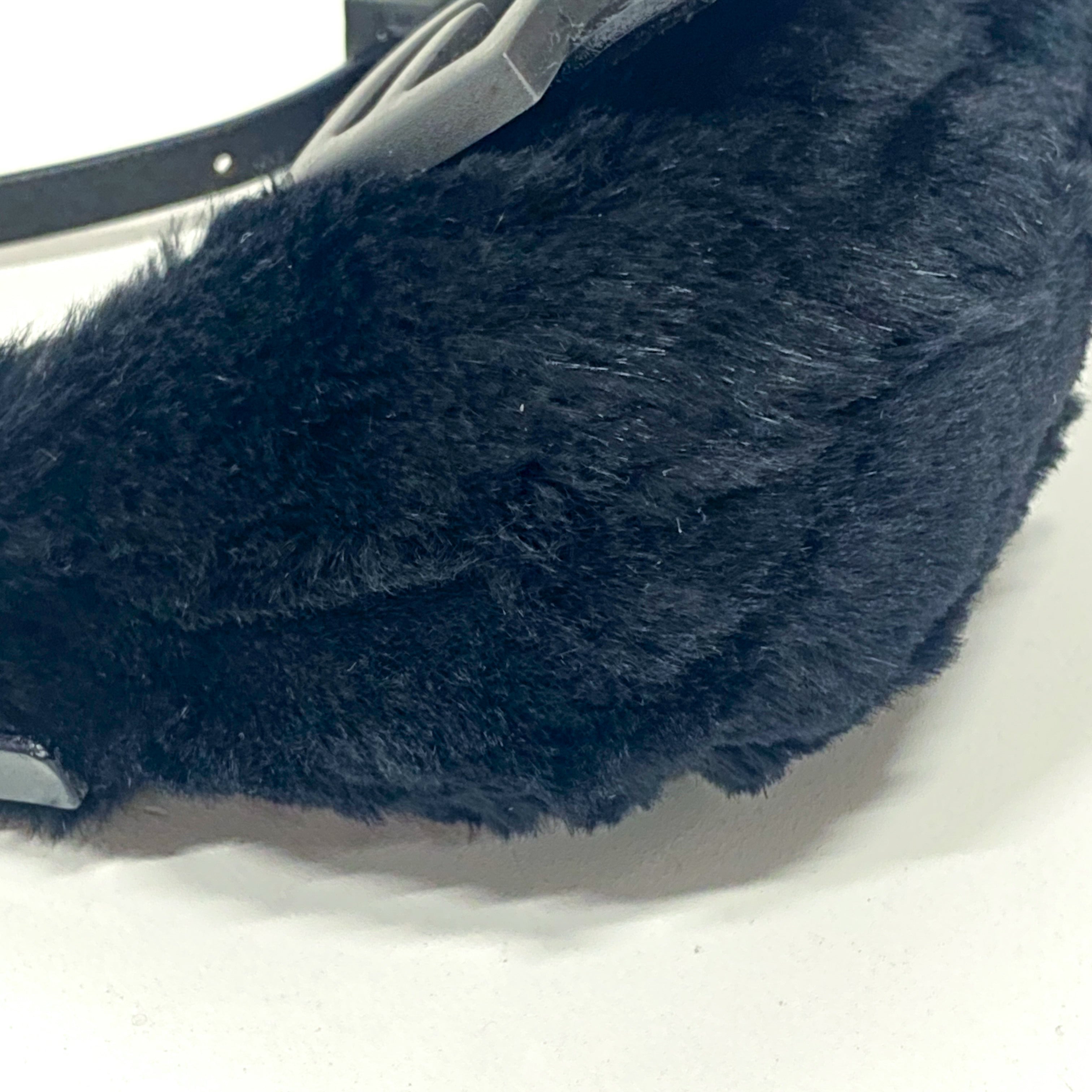 Mini Croissant Black Fur Bag