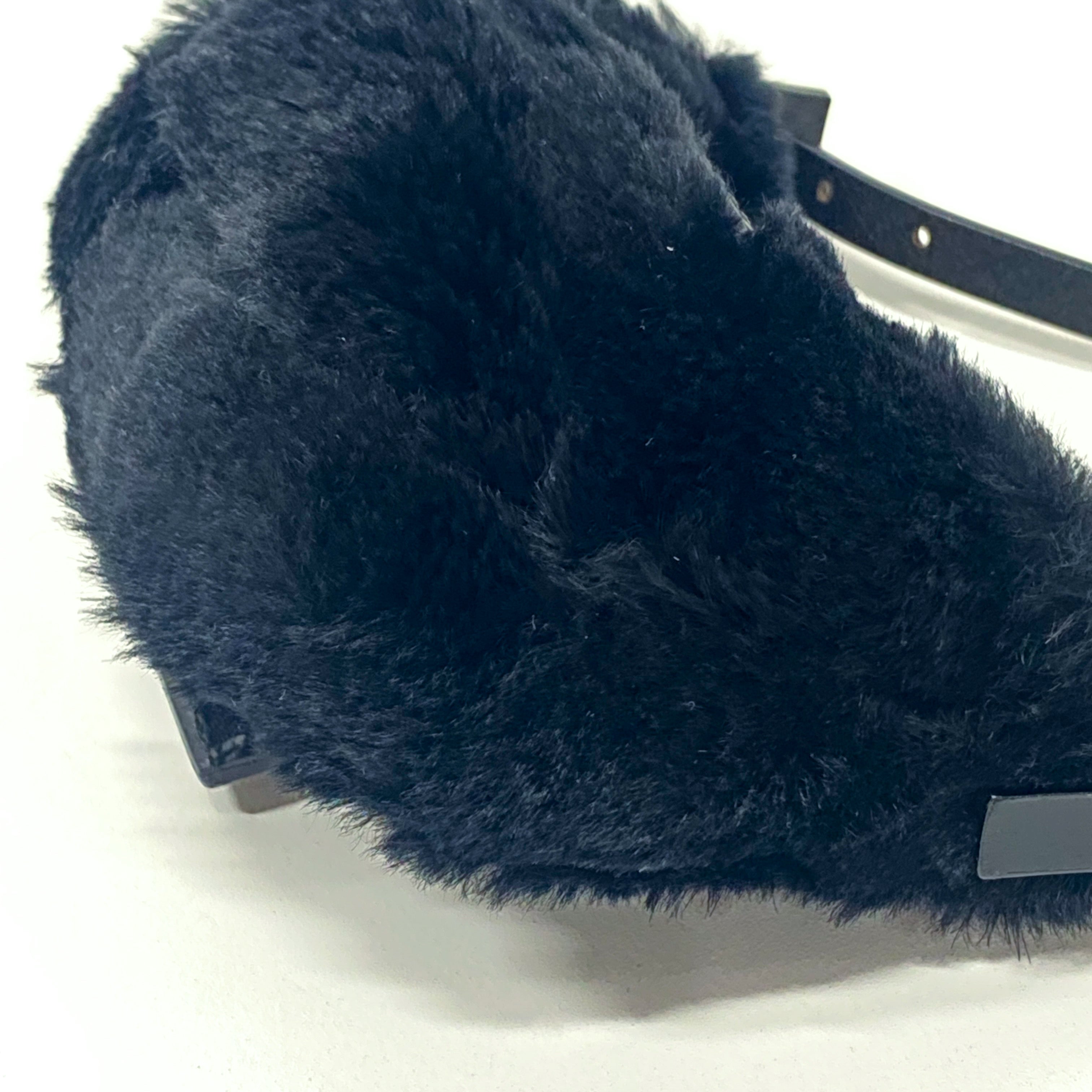 Mini Croissant Black Fur Bag