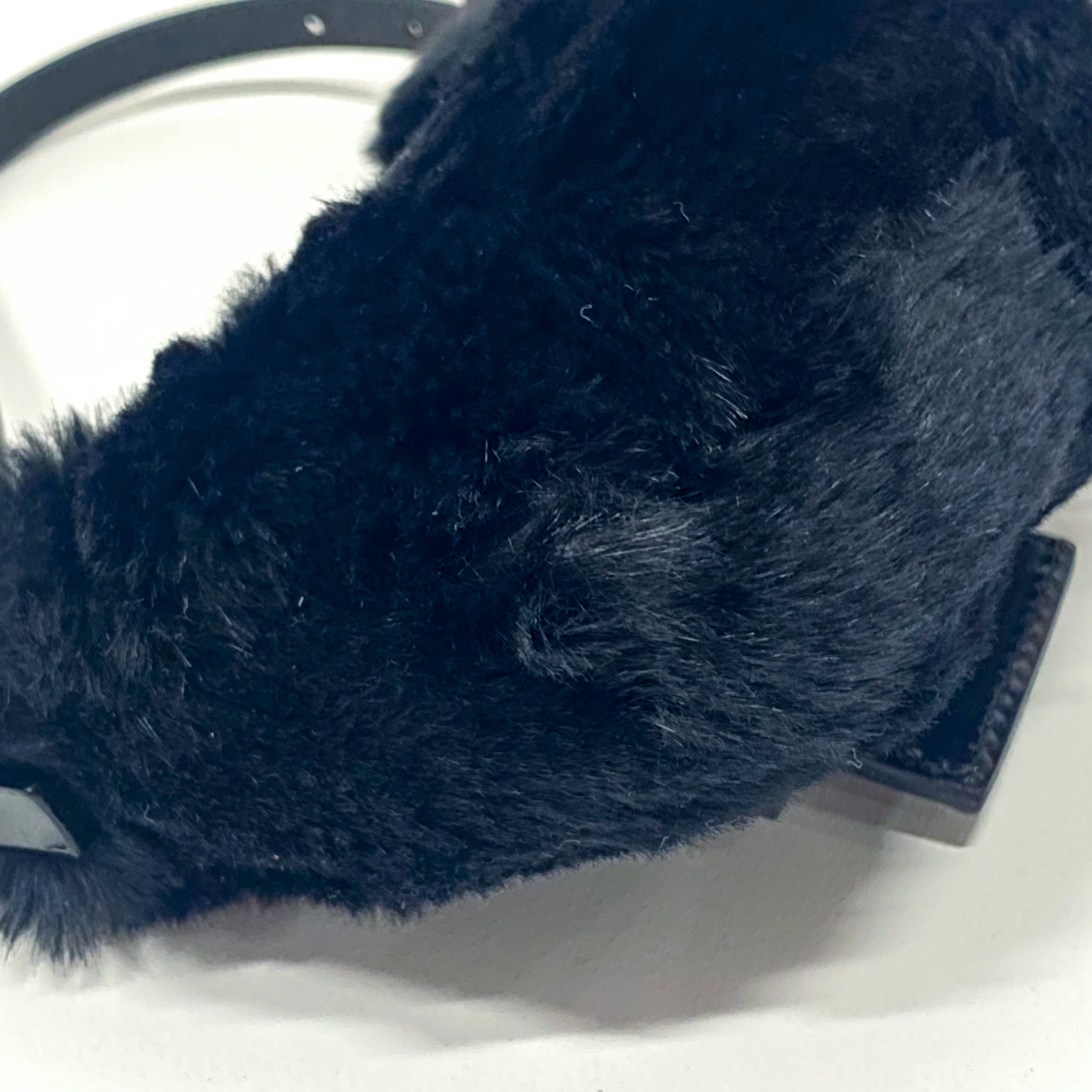 Mini Croissant Black Fur Bag