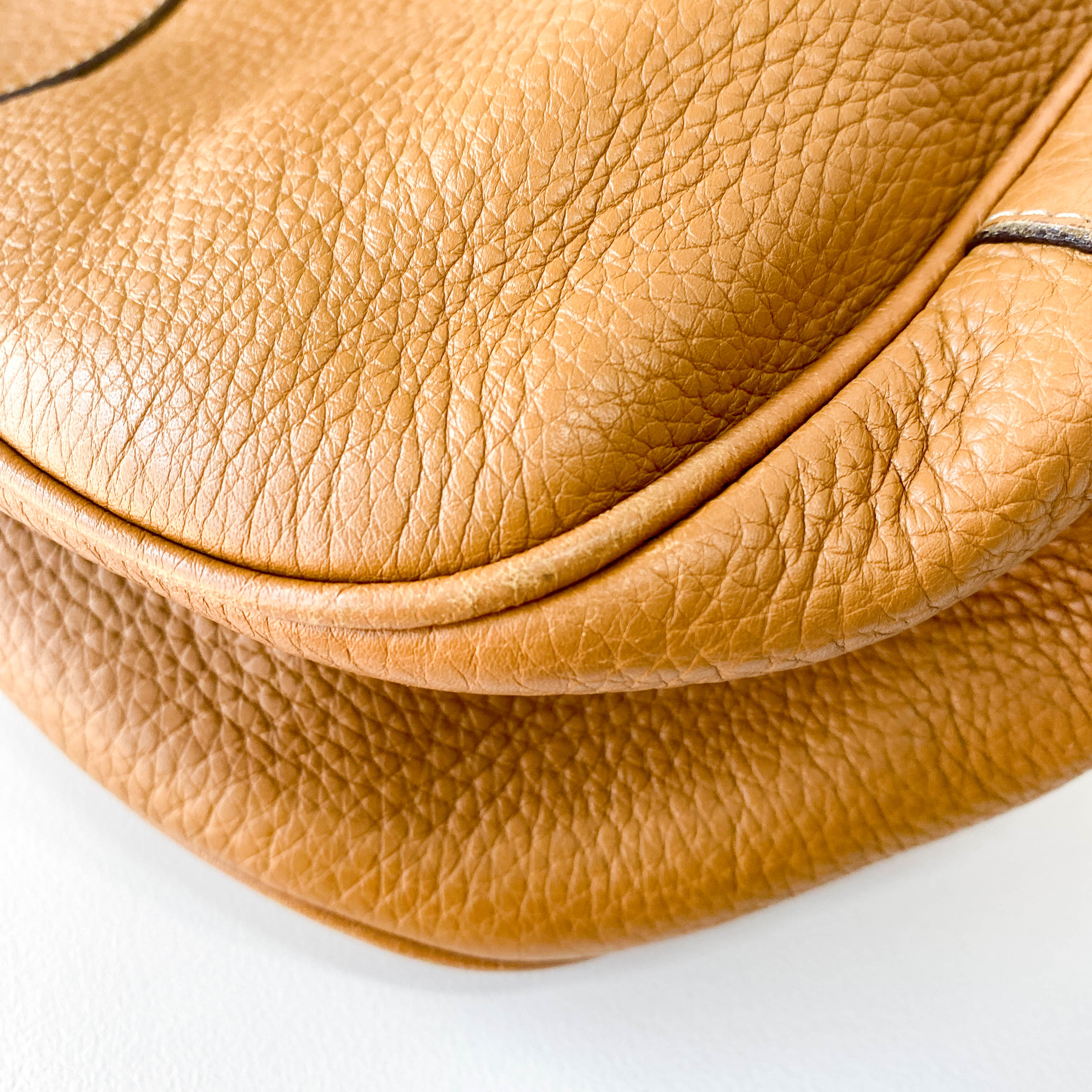 Caramel Brown Belt Buckle Leather Shoulder Bag