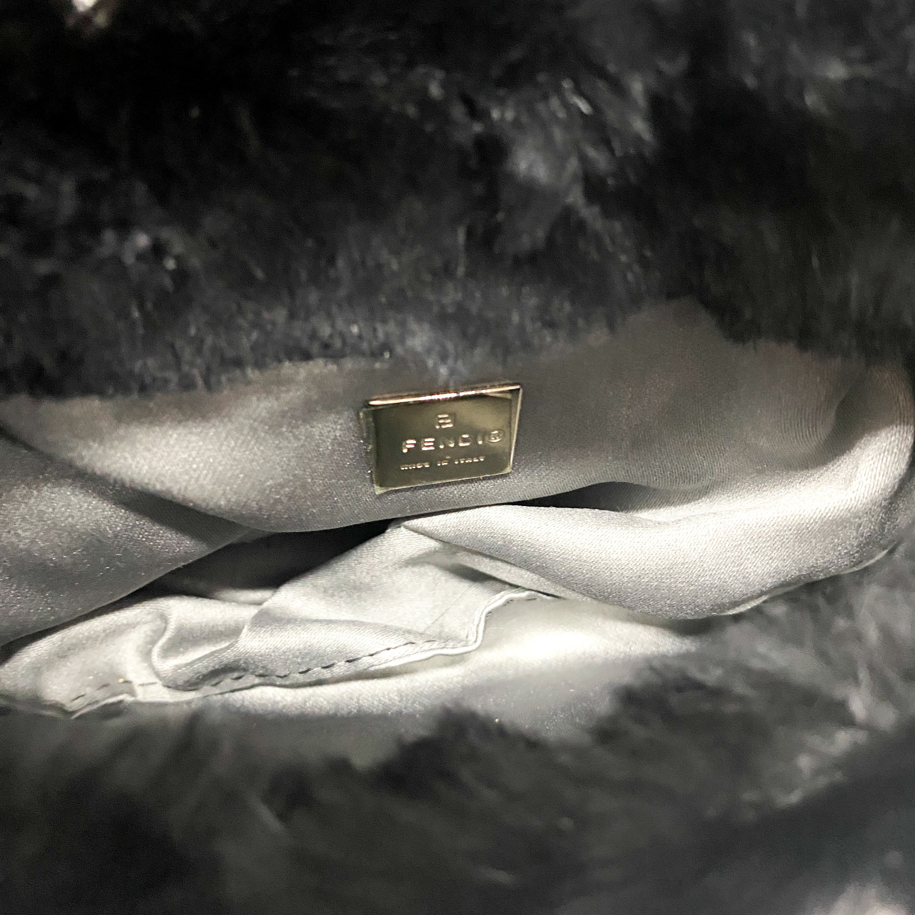 Mini Croissant Black Fur Bag