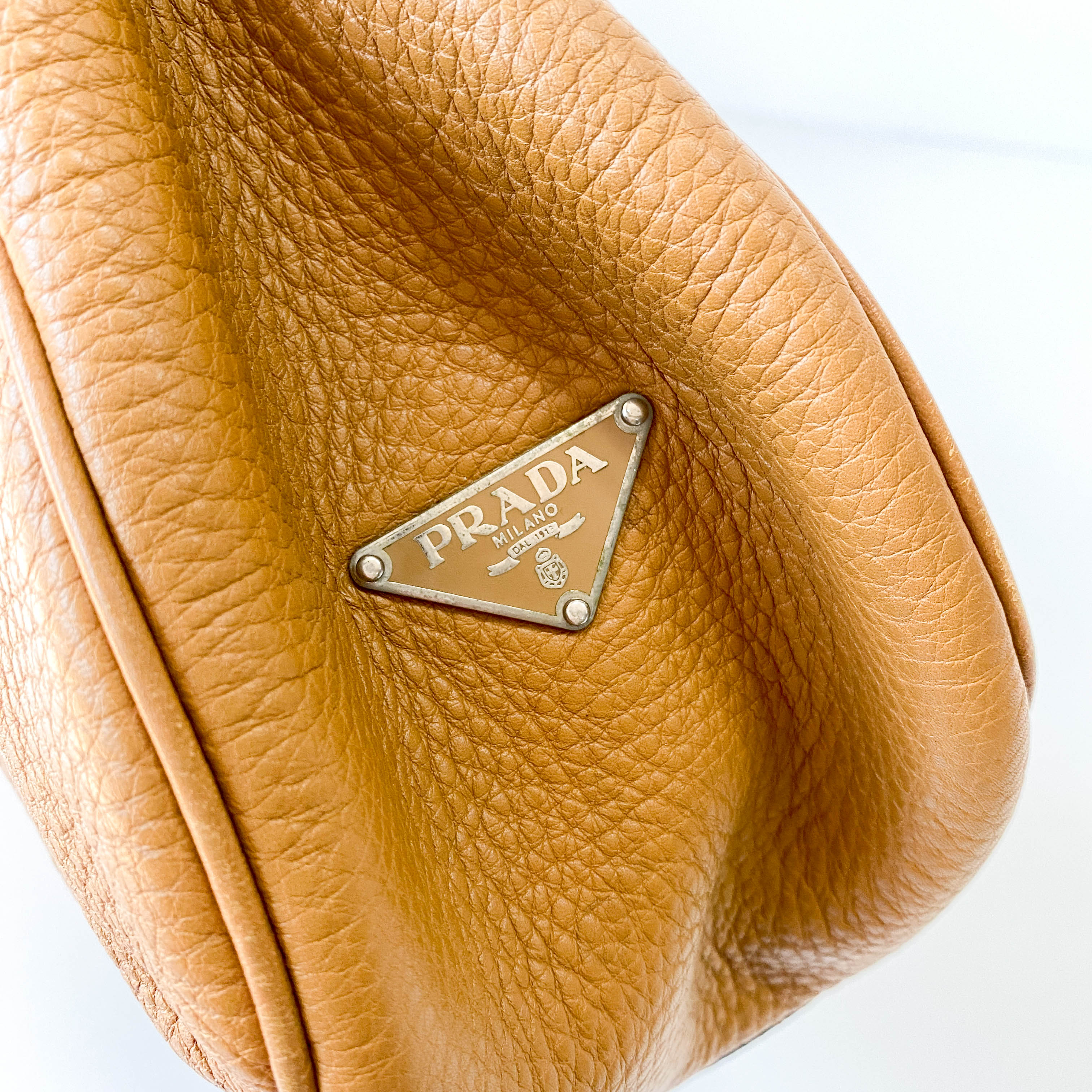 Caramel Brown Belt Buckle Leather Shoulder Bag