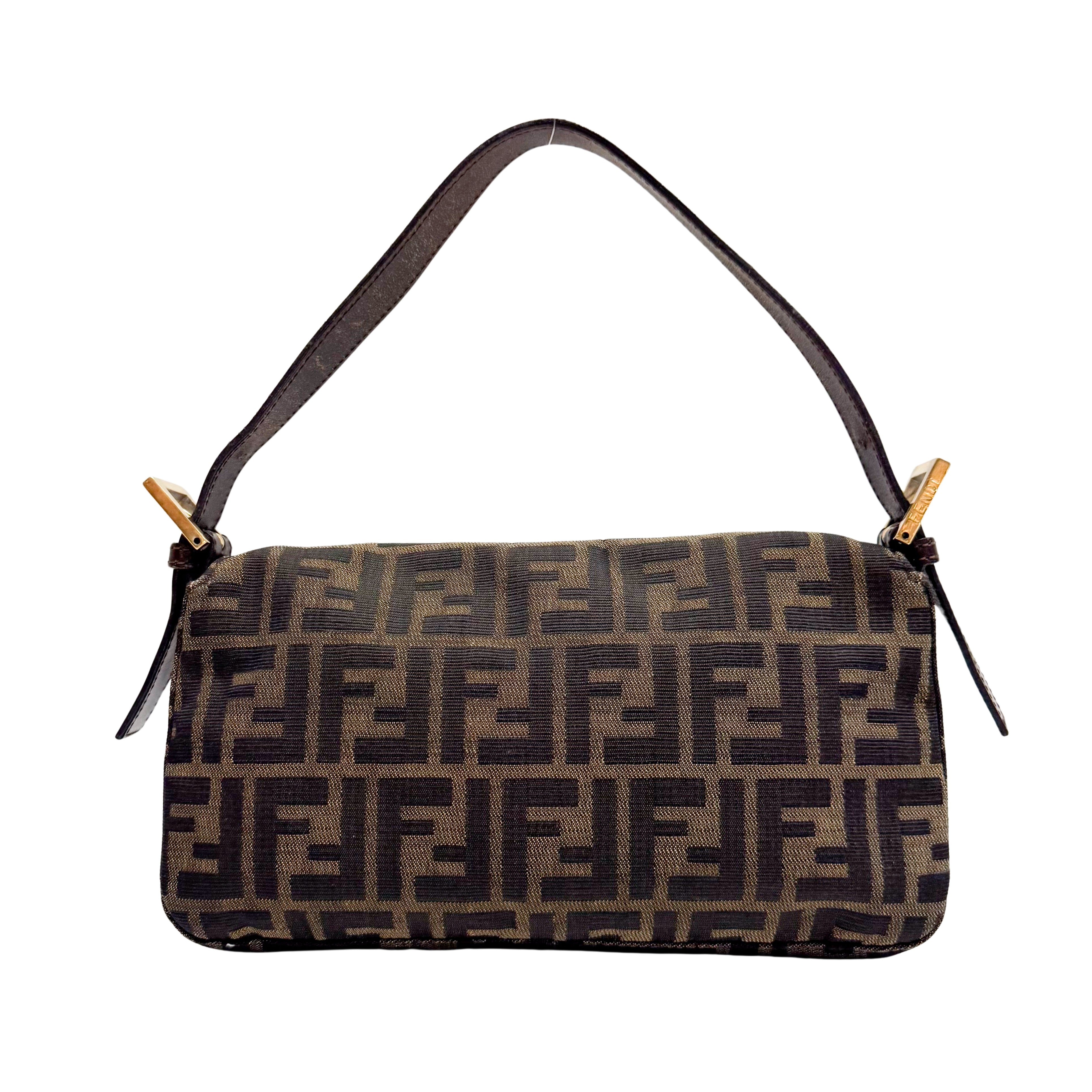 Zucca Baguette Brown Canvas Shoulder Bag