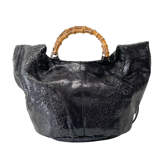 1996SS Tom Ford Era Bamboo Black Python Embossed Bag