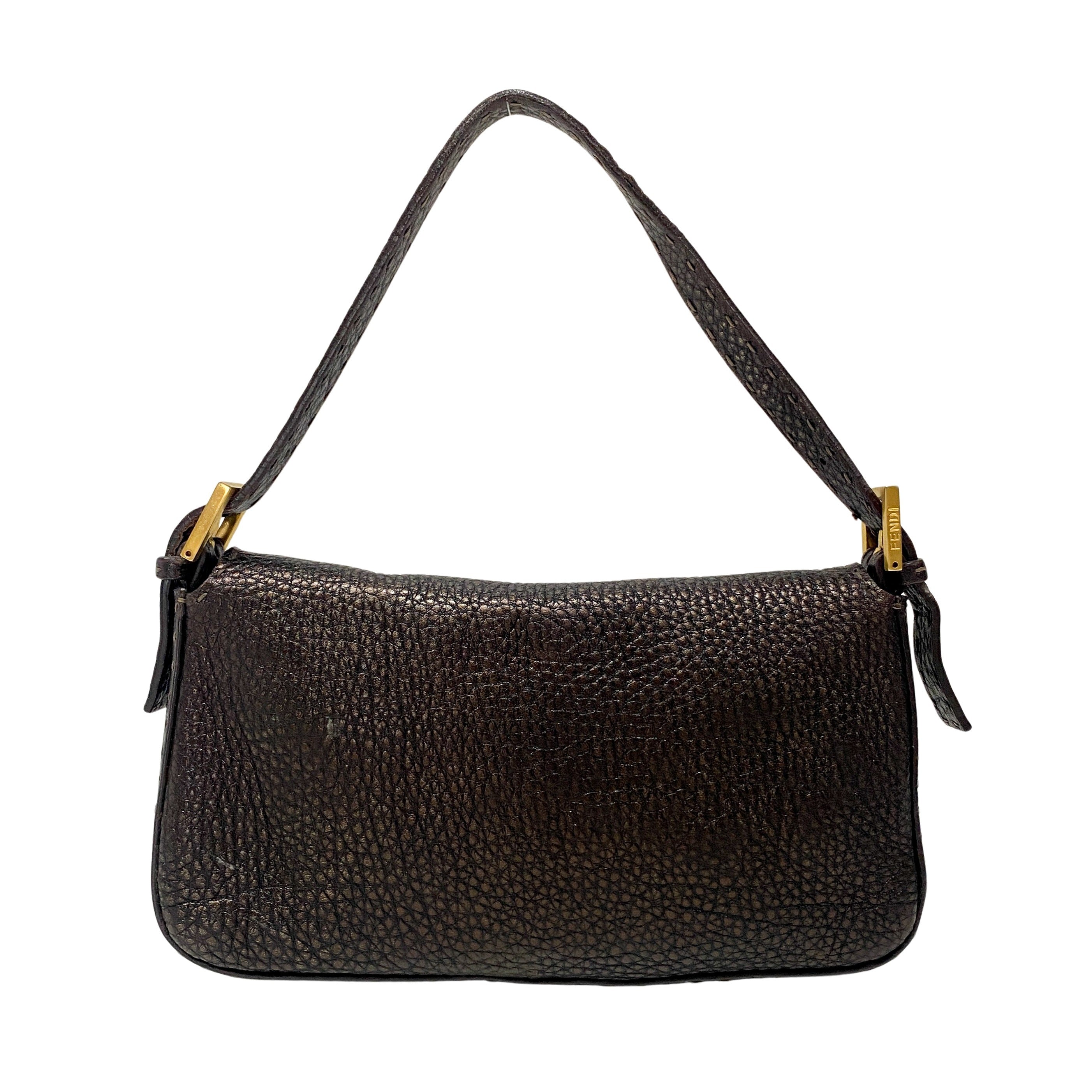 Selleria Bronze Leather Baguette Shoulder Bag