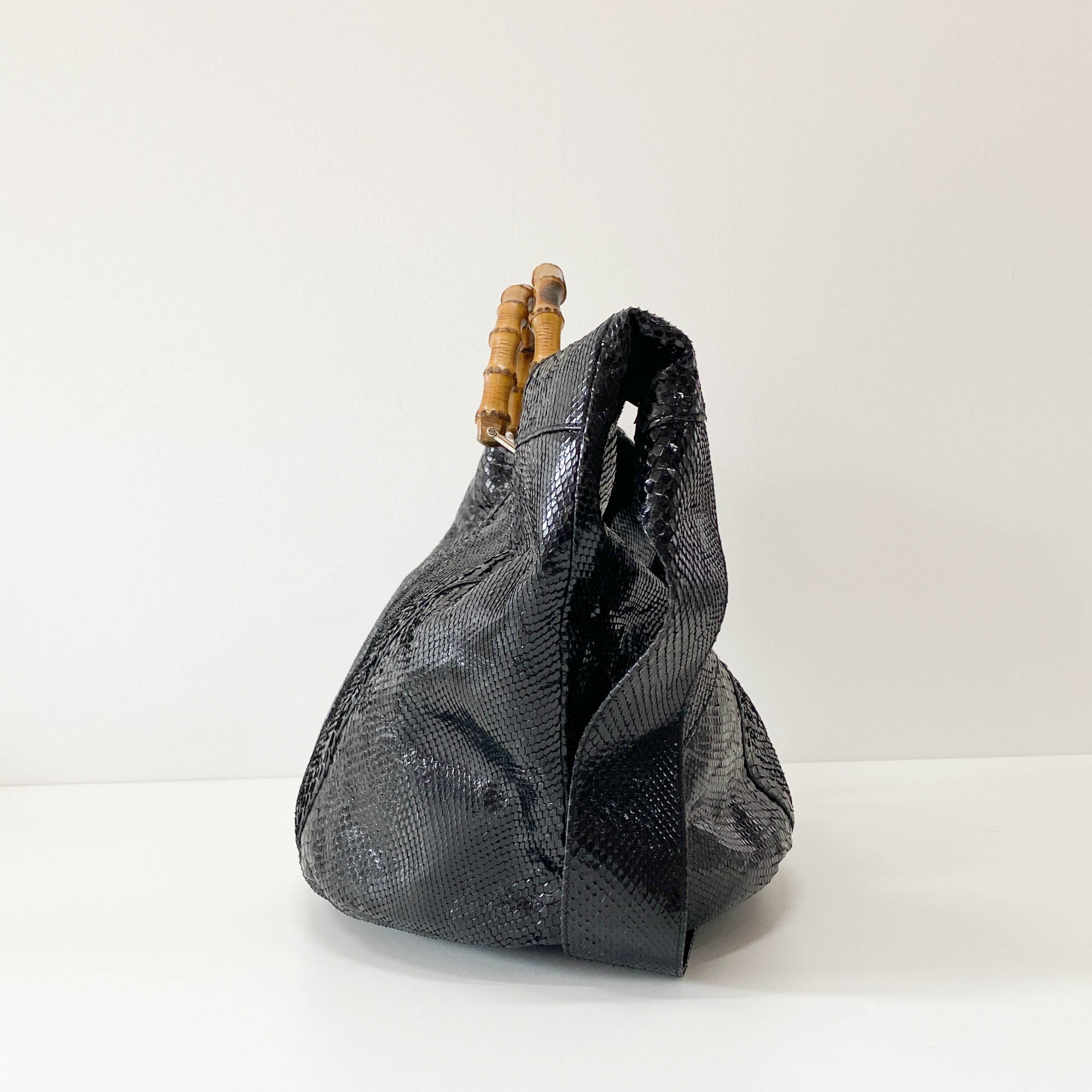 1996SS Tom Ford Era Bamboo Black Python Embossed Bag