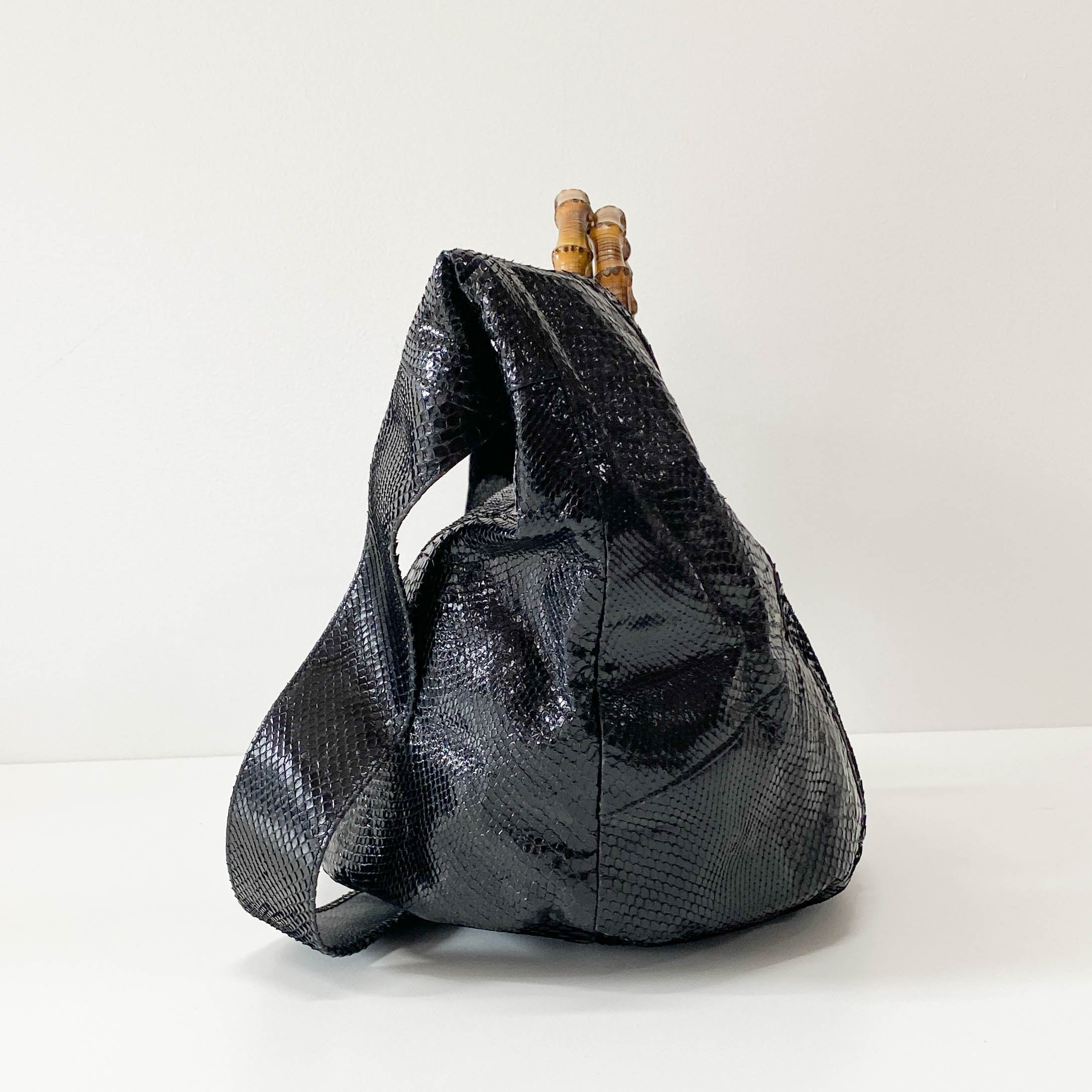 1996SS Tom Ford Era Bamboo Black Python Embossed Bag