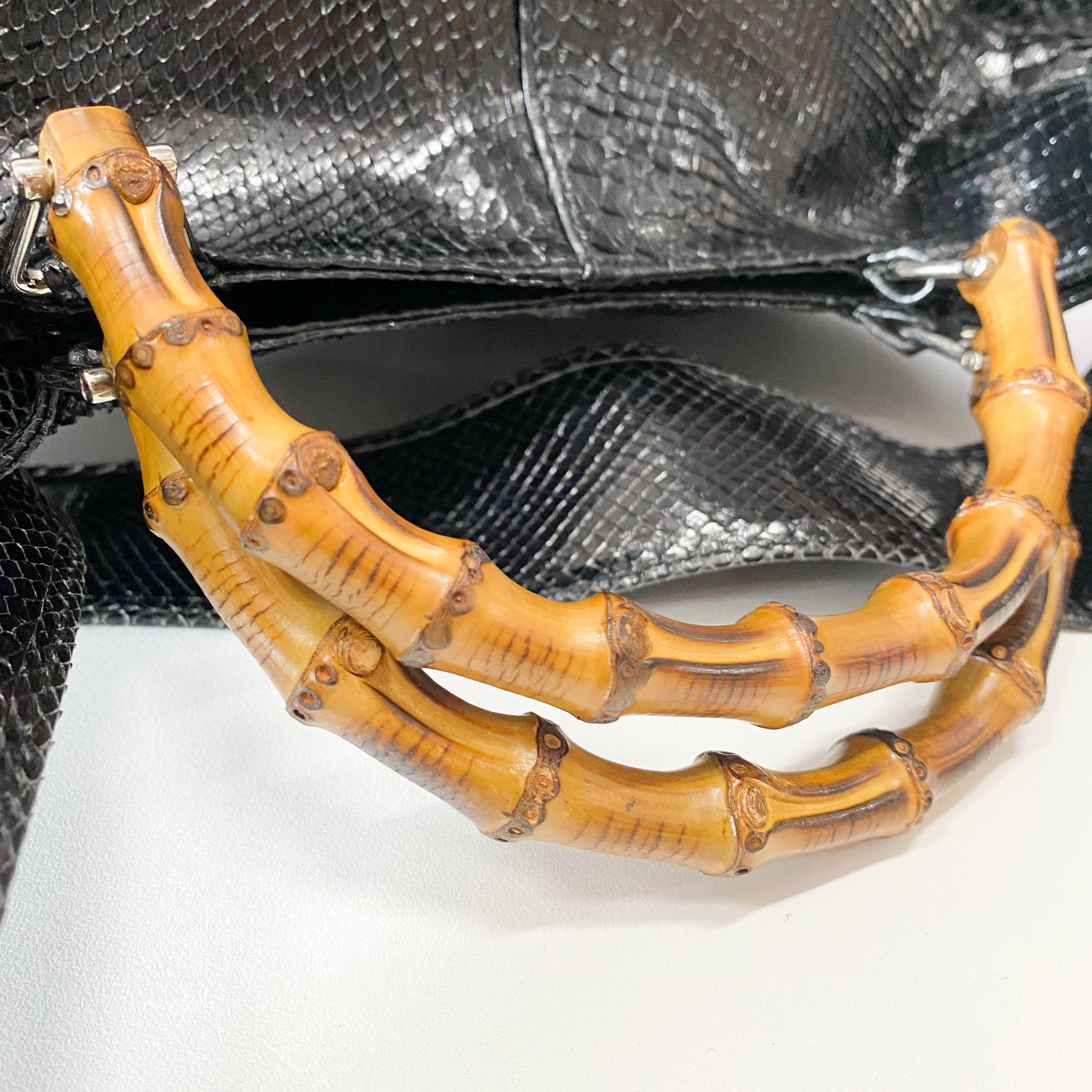 1996SS Tom Ford Era Bamboo Black Python Embossed Bag