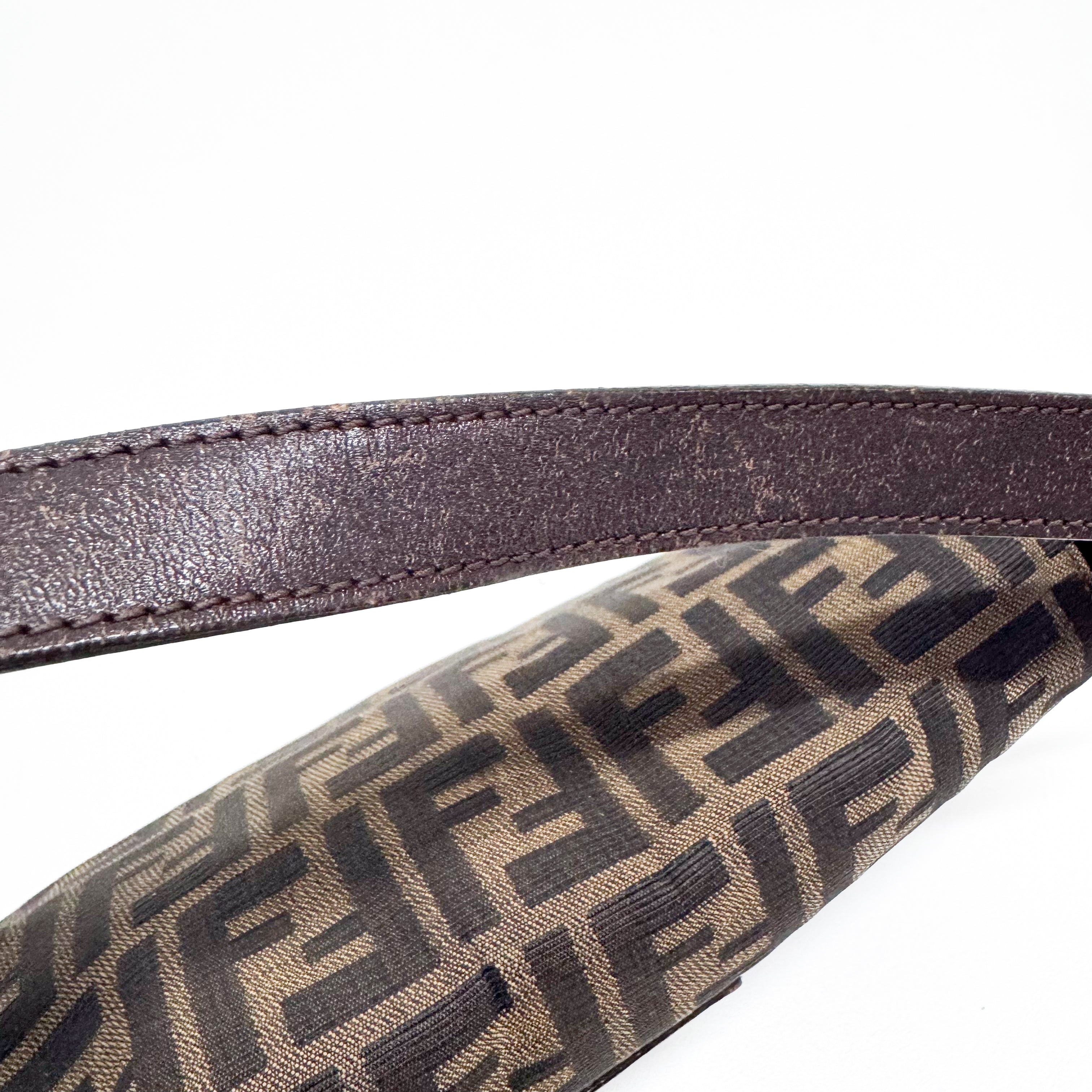 Zucca Baguette Brown Canvas Shoulder Bag