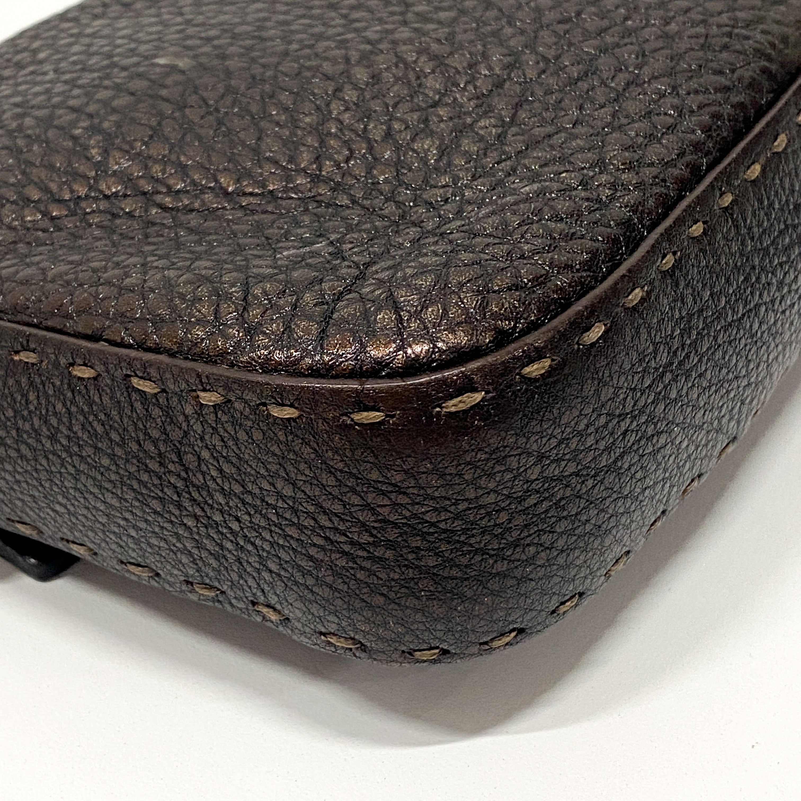 Selleria Bronze Leather Baguette Shoulder Bag