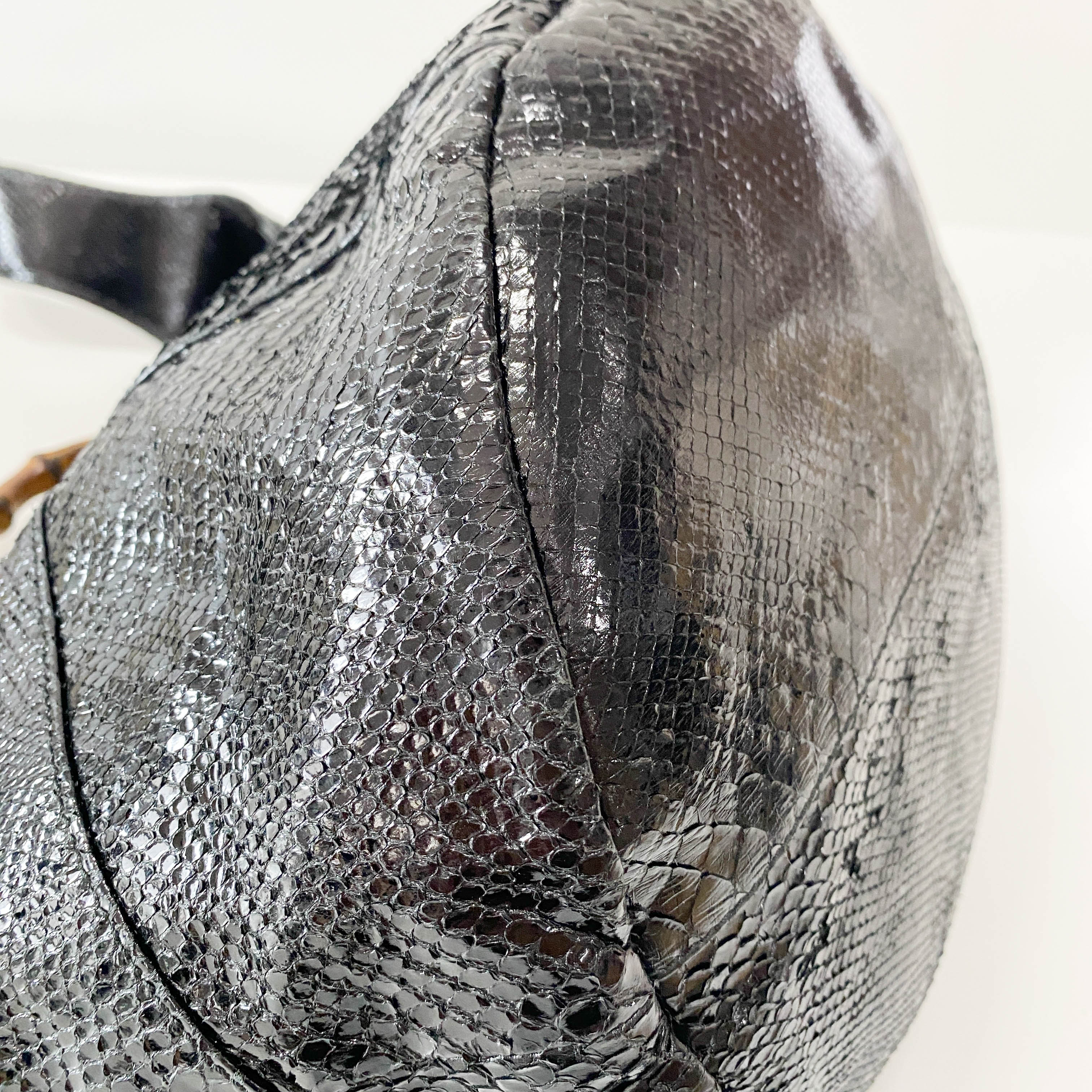 1996SS Tom Ford Era Bamboo Black Python Embossed Bag