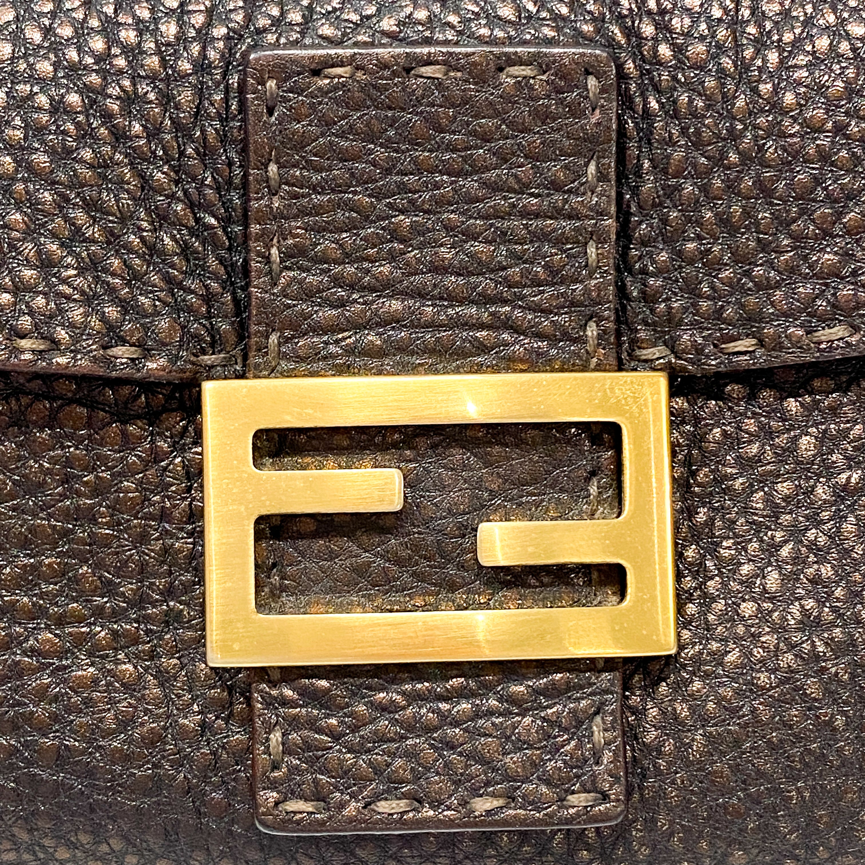 Selleria Bronze Leather Baguette Shoulder Bag