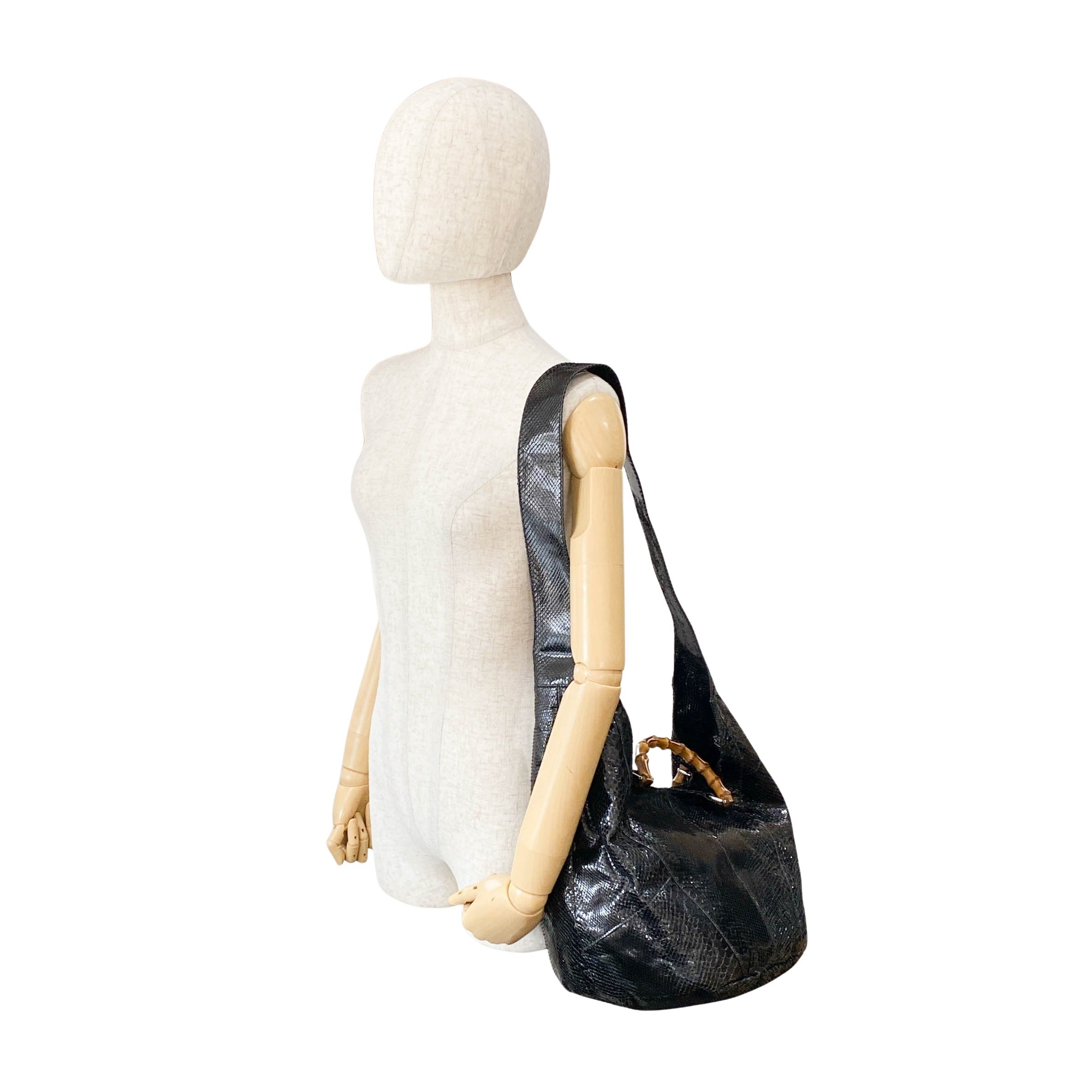 1996SS Tom Ford Era Bamboo Black Python Embossed Bag