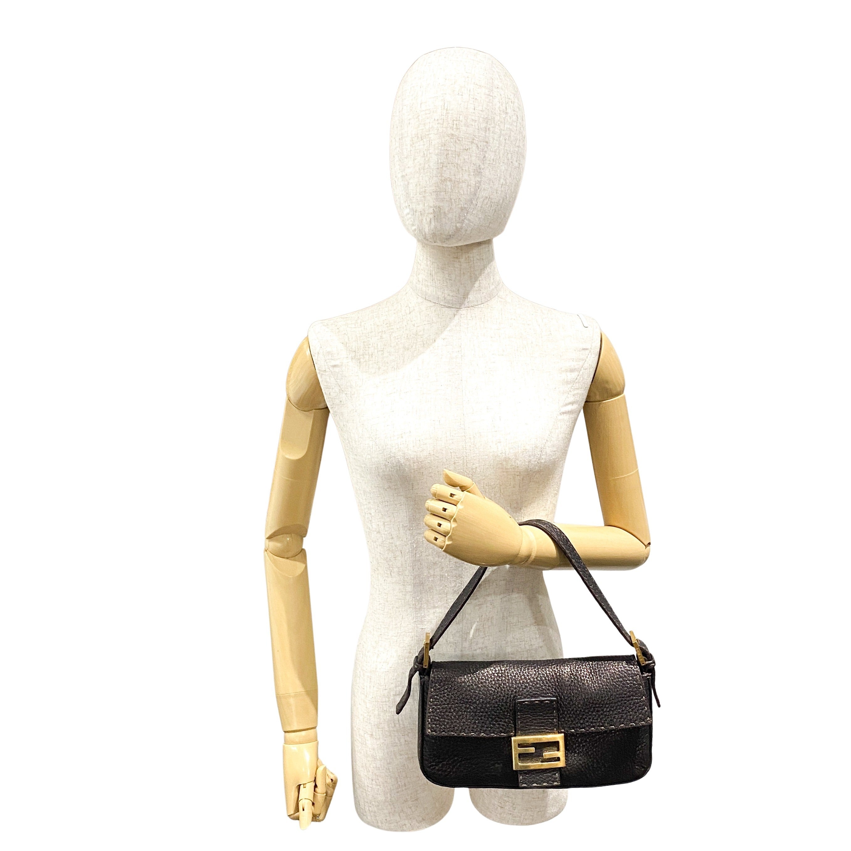 Selleria Bronze Leather Baguette Shoulder Bag