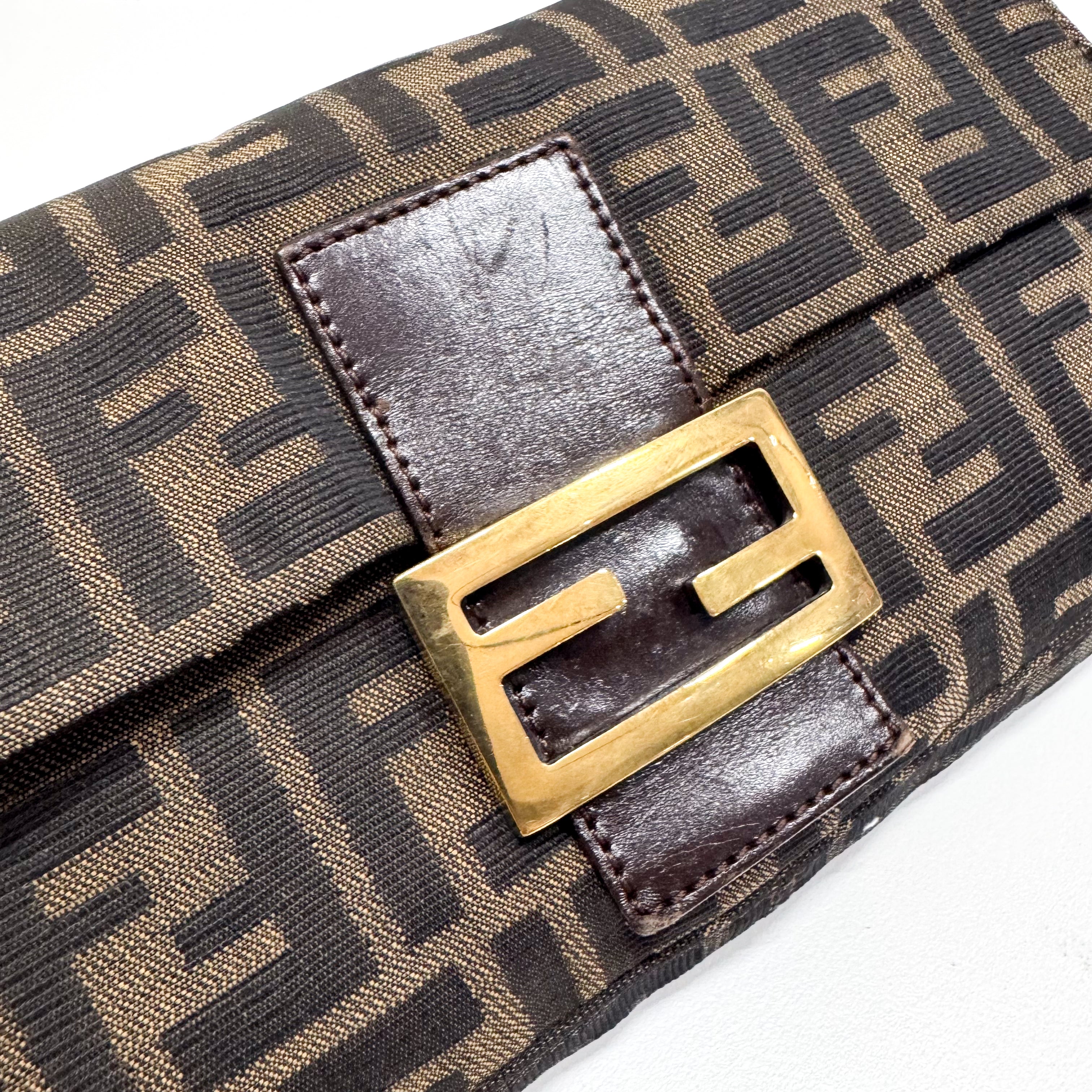 Zucca Baguette Brown Canvas Shoulder Bag