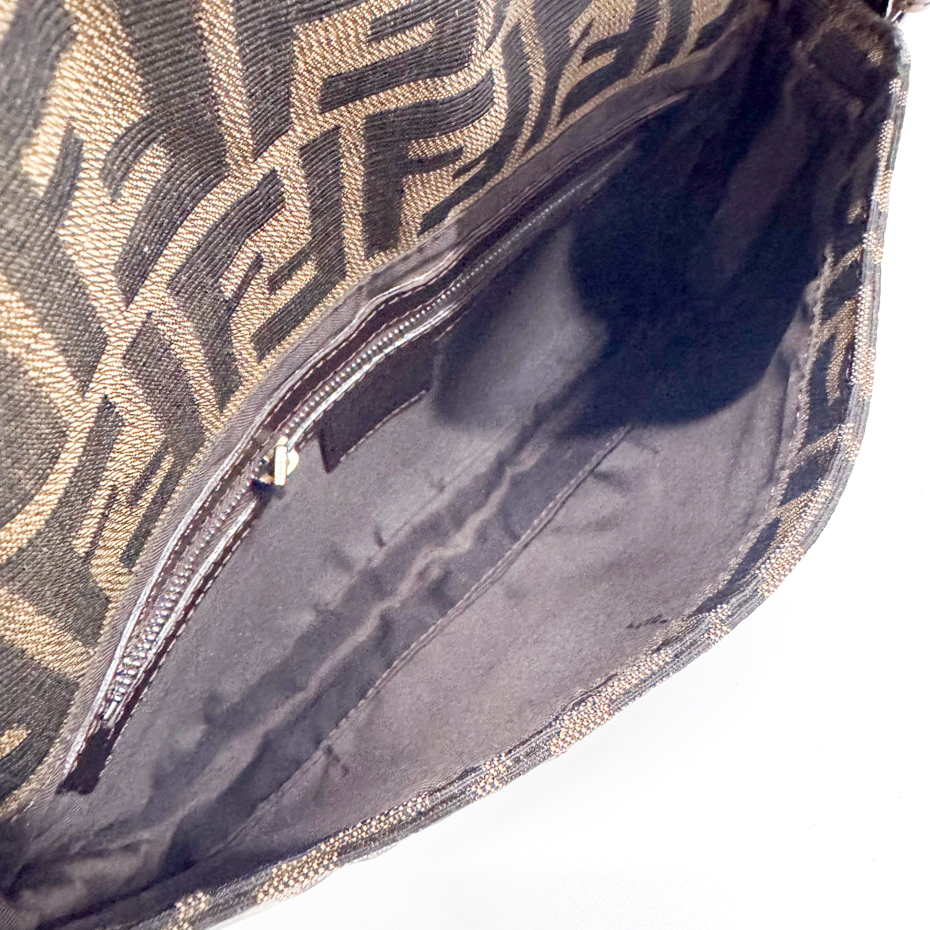 Zucca Baguette Brown Canvas Shoulder Bag