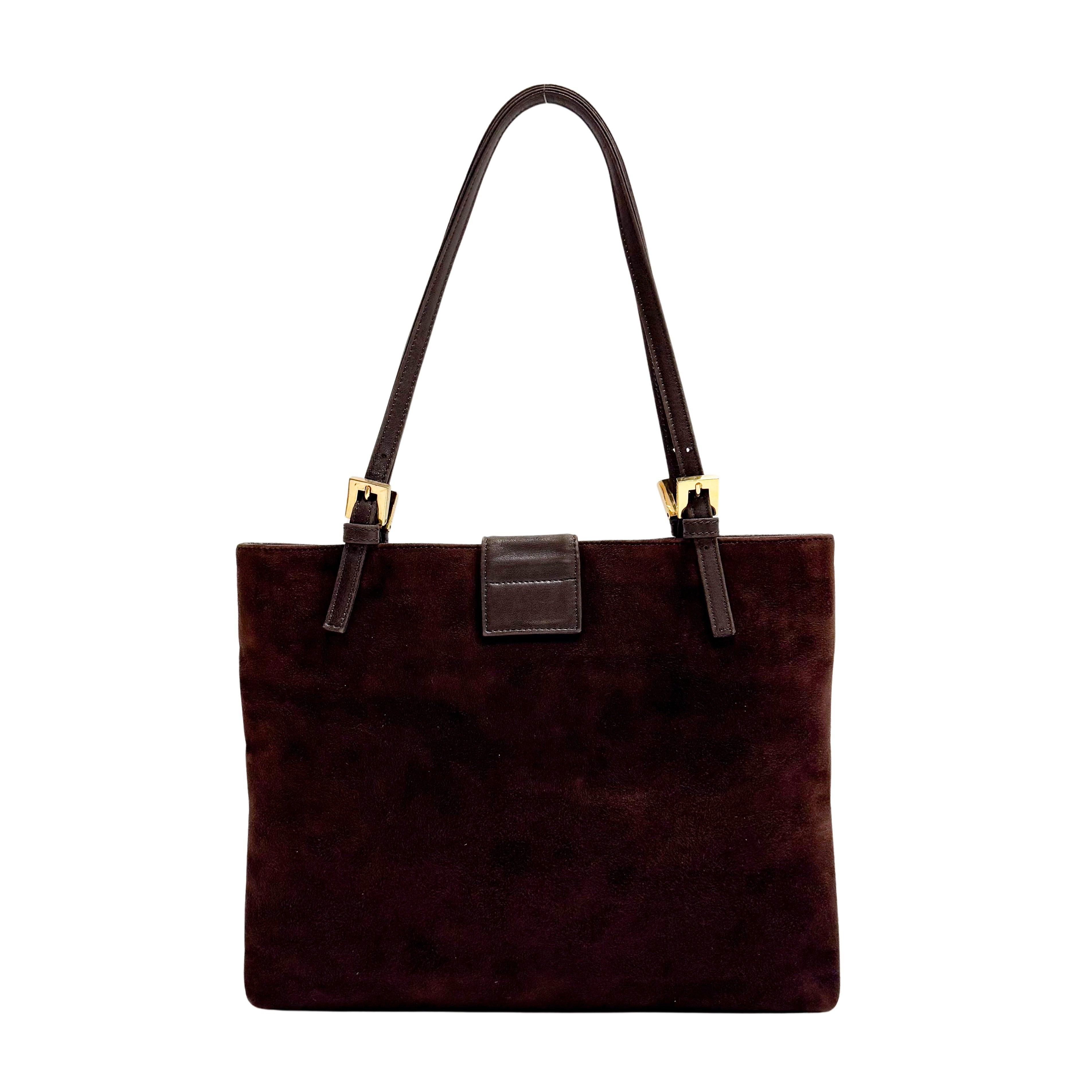 Medium Suede Brown Tote Bag