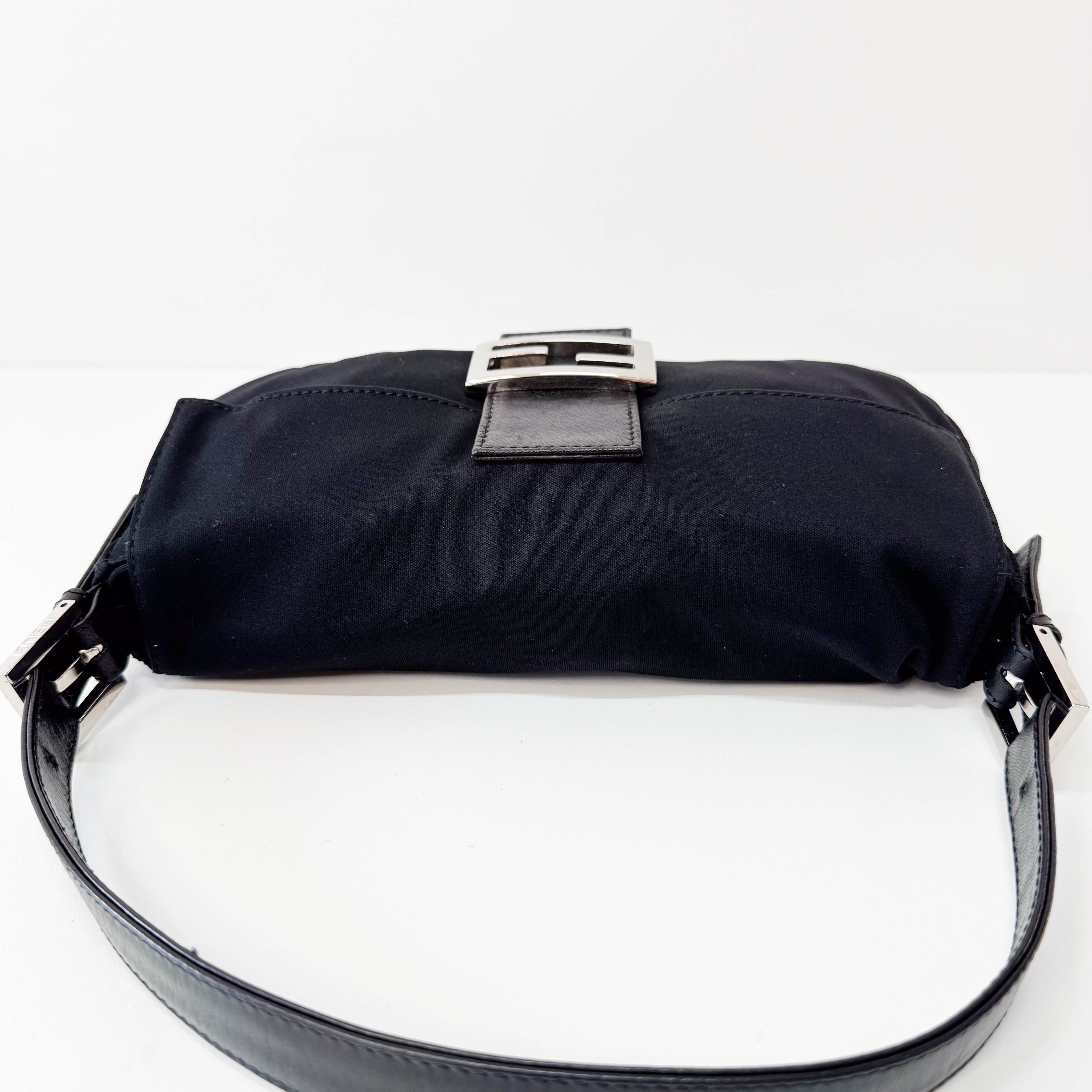 Baguette Black Neoprene Shoulder Bag