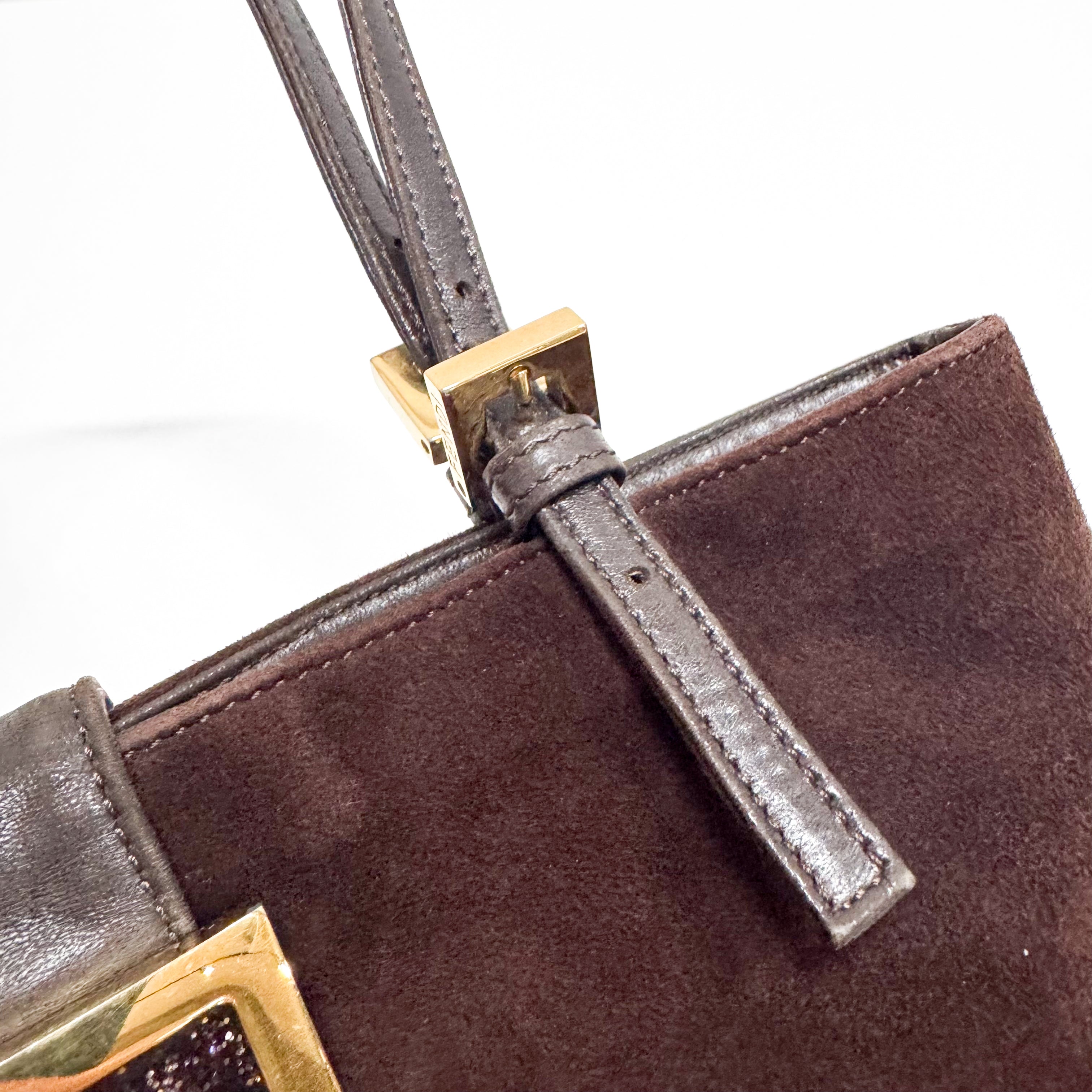 Medium Suede Brown Tote Bag