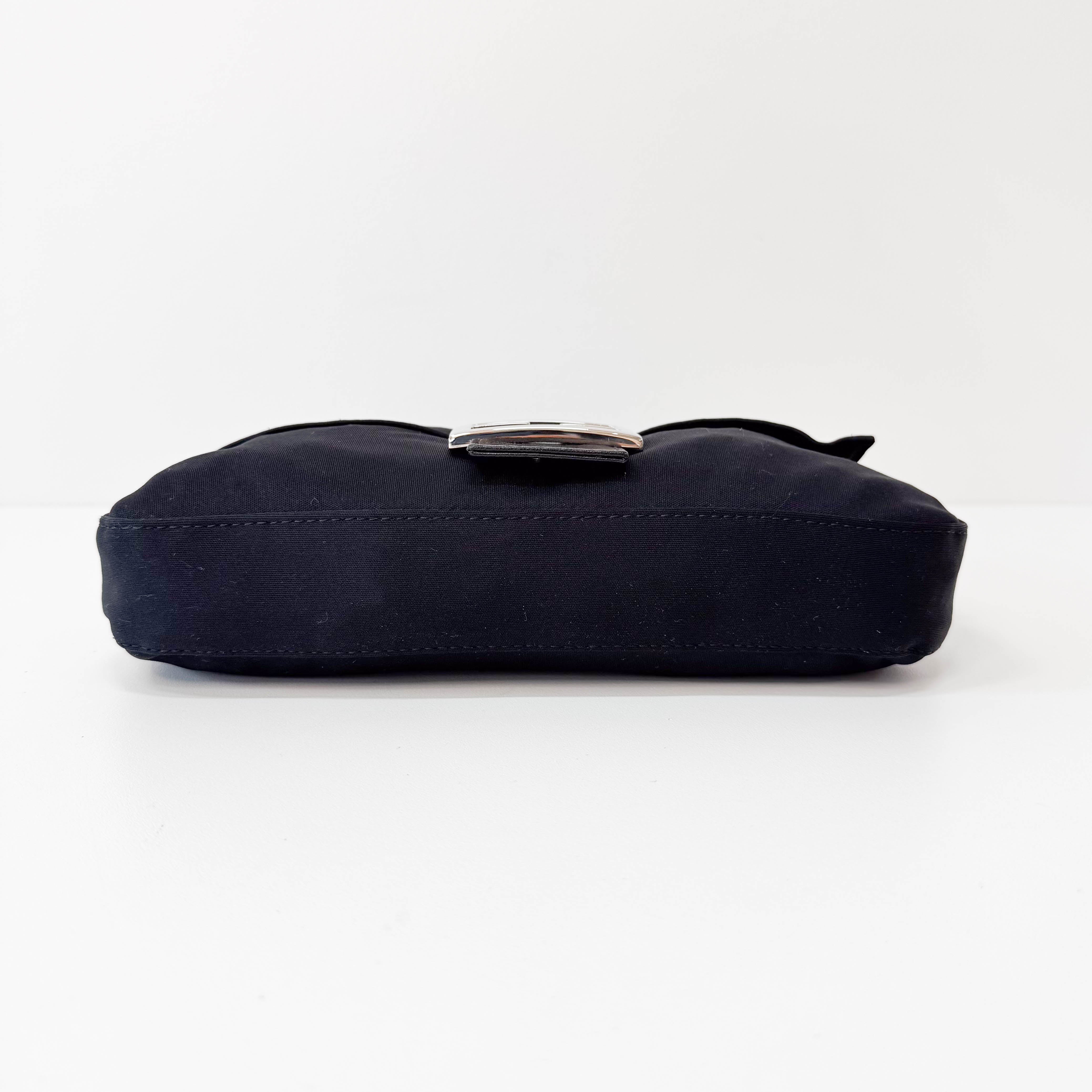 Baguette Black Neoprene Shoulder Bag
