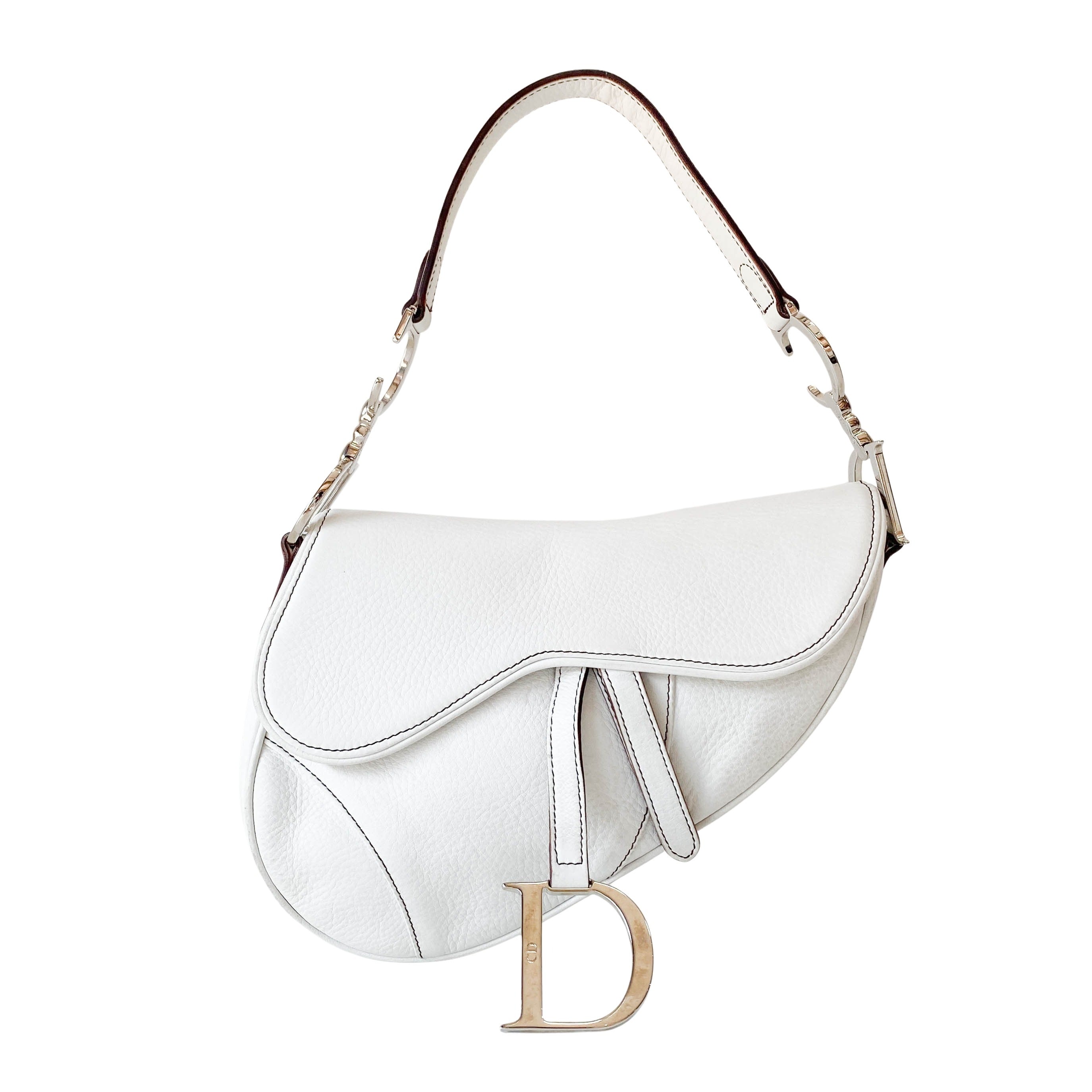 Saddle White Leather Shoulder Bag