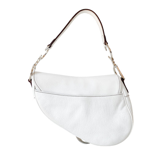 Saddle White Leather Shoulder Bag