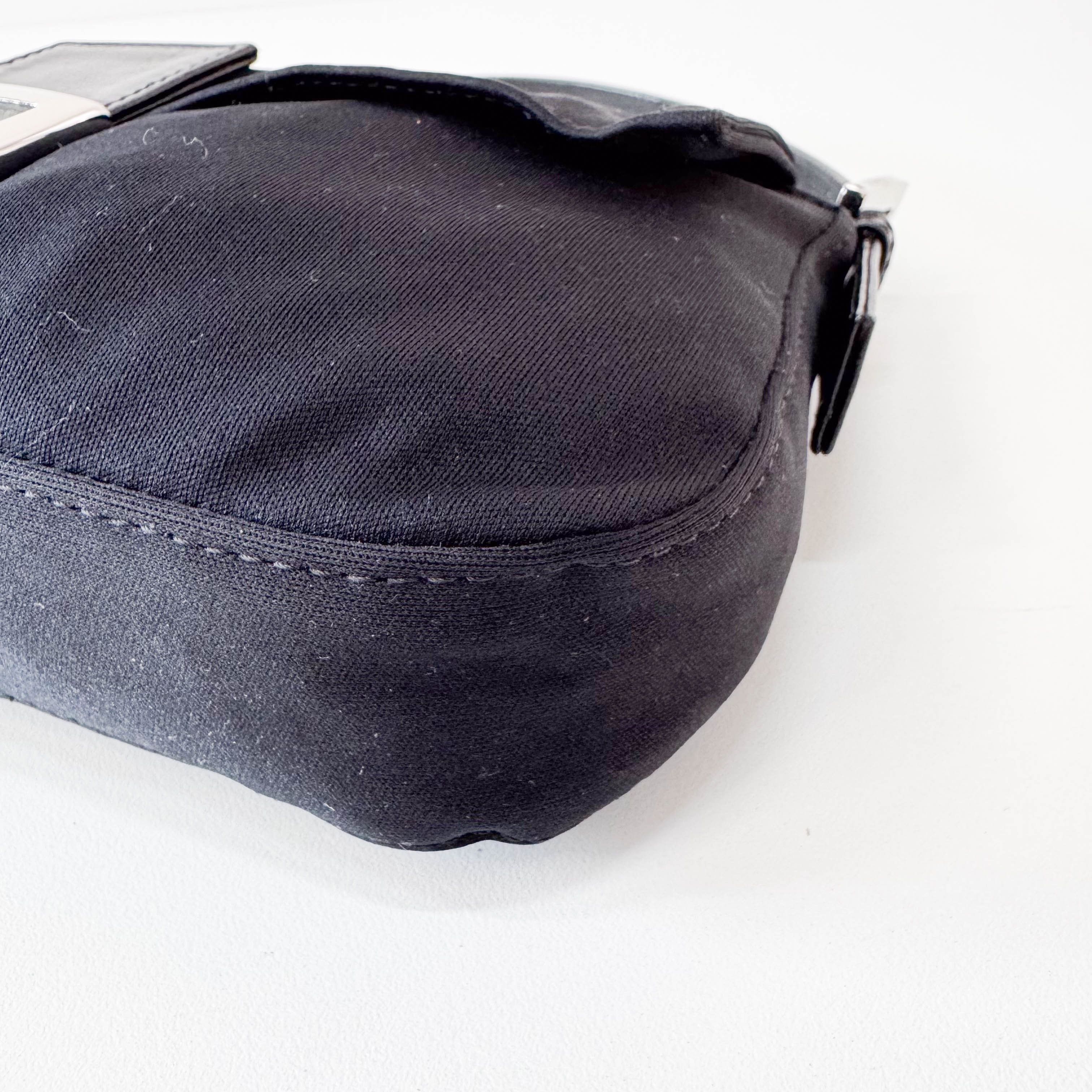 Baguette Black Neoprene Shoulder Bag