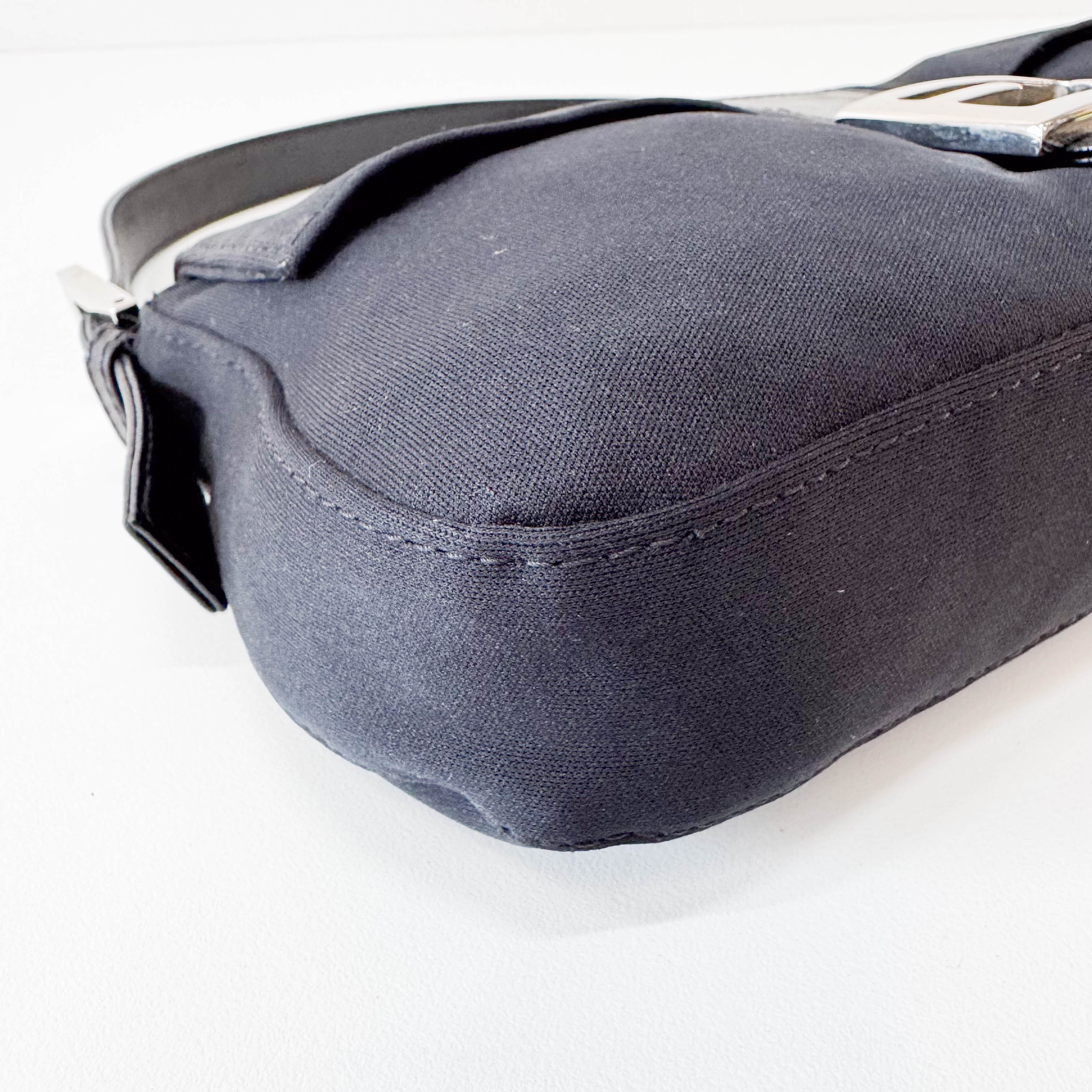 Baguette Black Neoprene Shoulder Bag