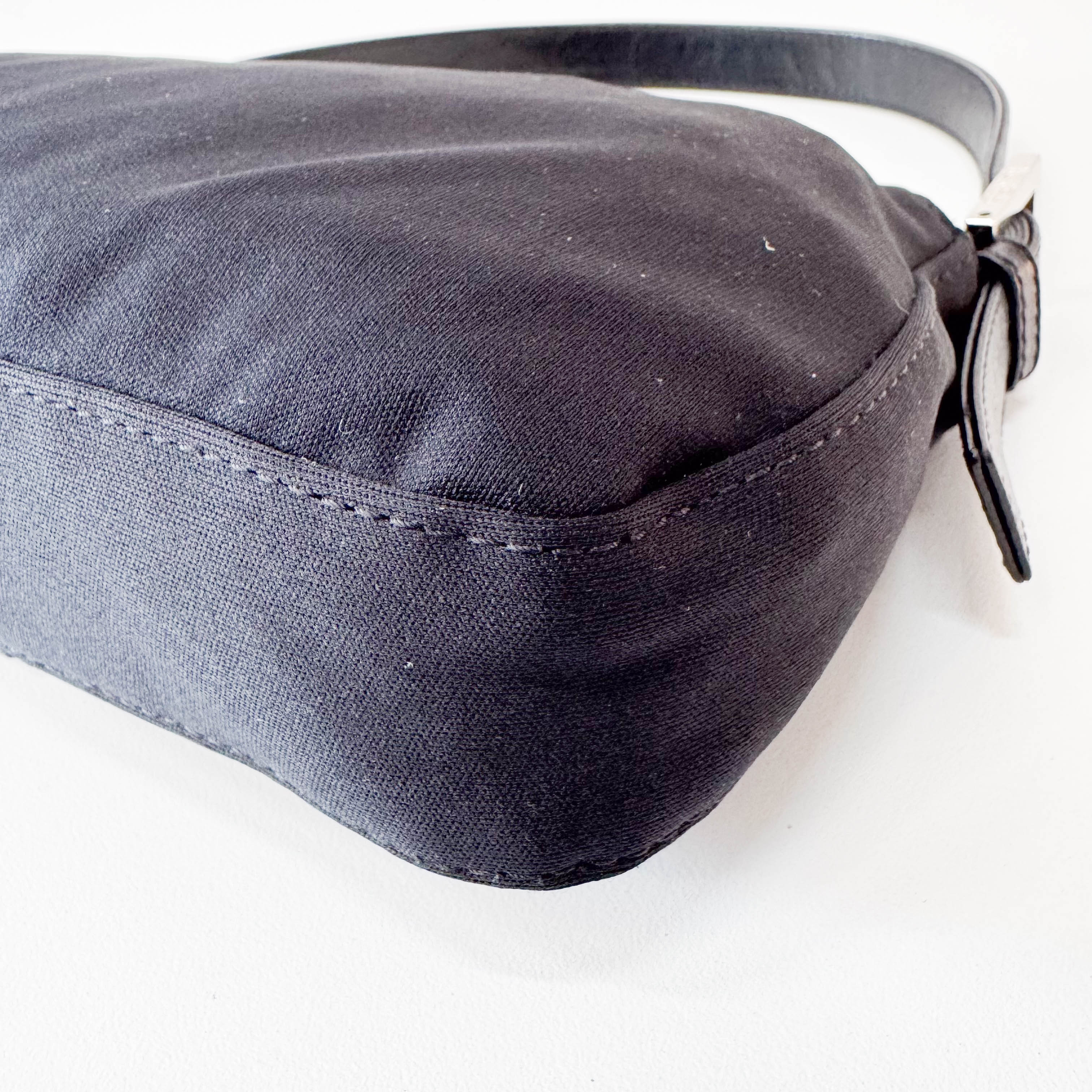 Baguette Black Neoprene Shoulder Bag