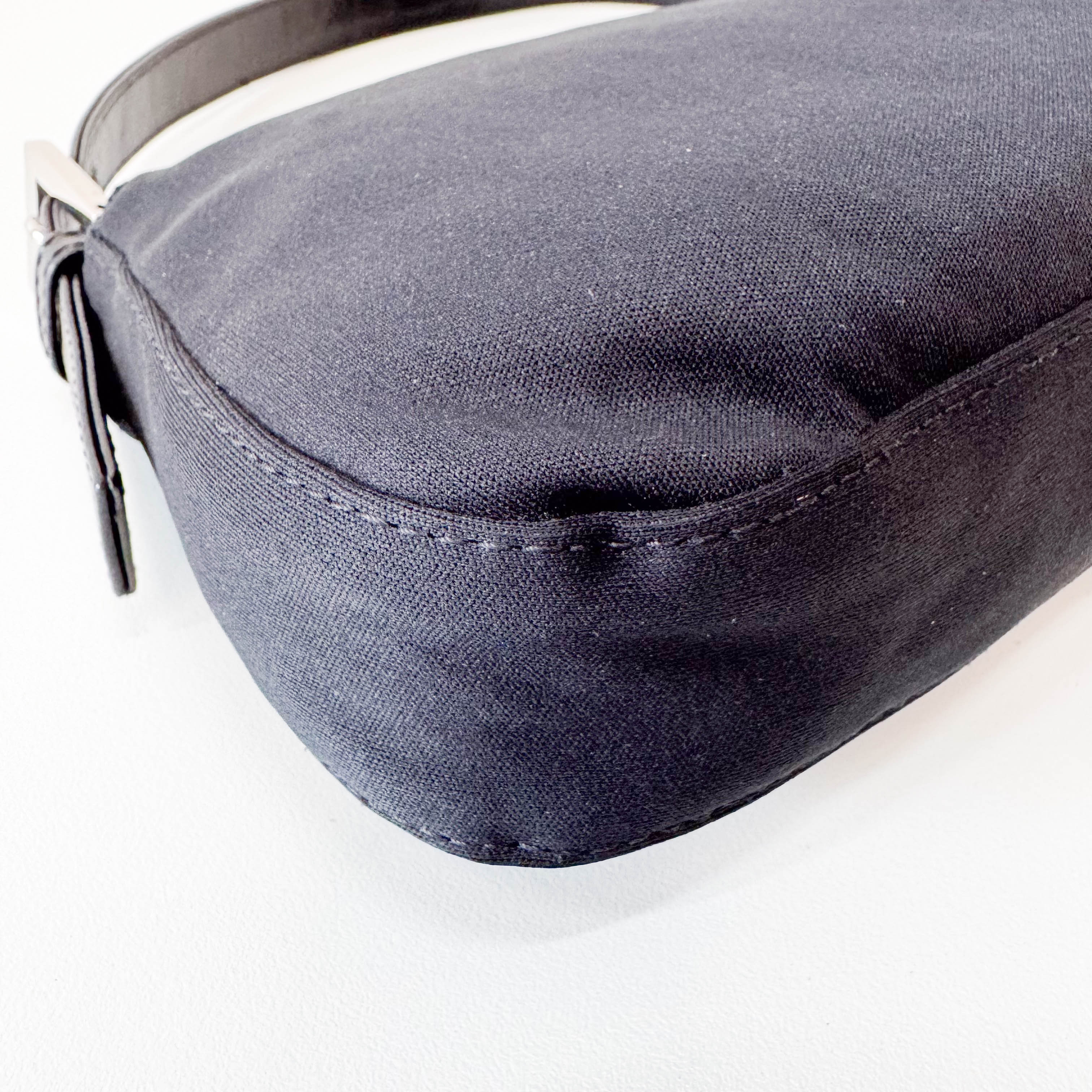 Baguette Black Neoprene Shoulder Bag