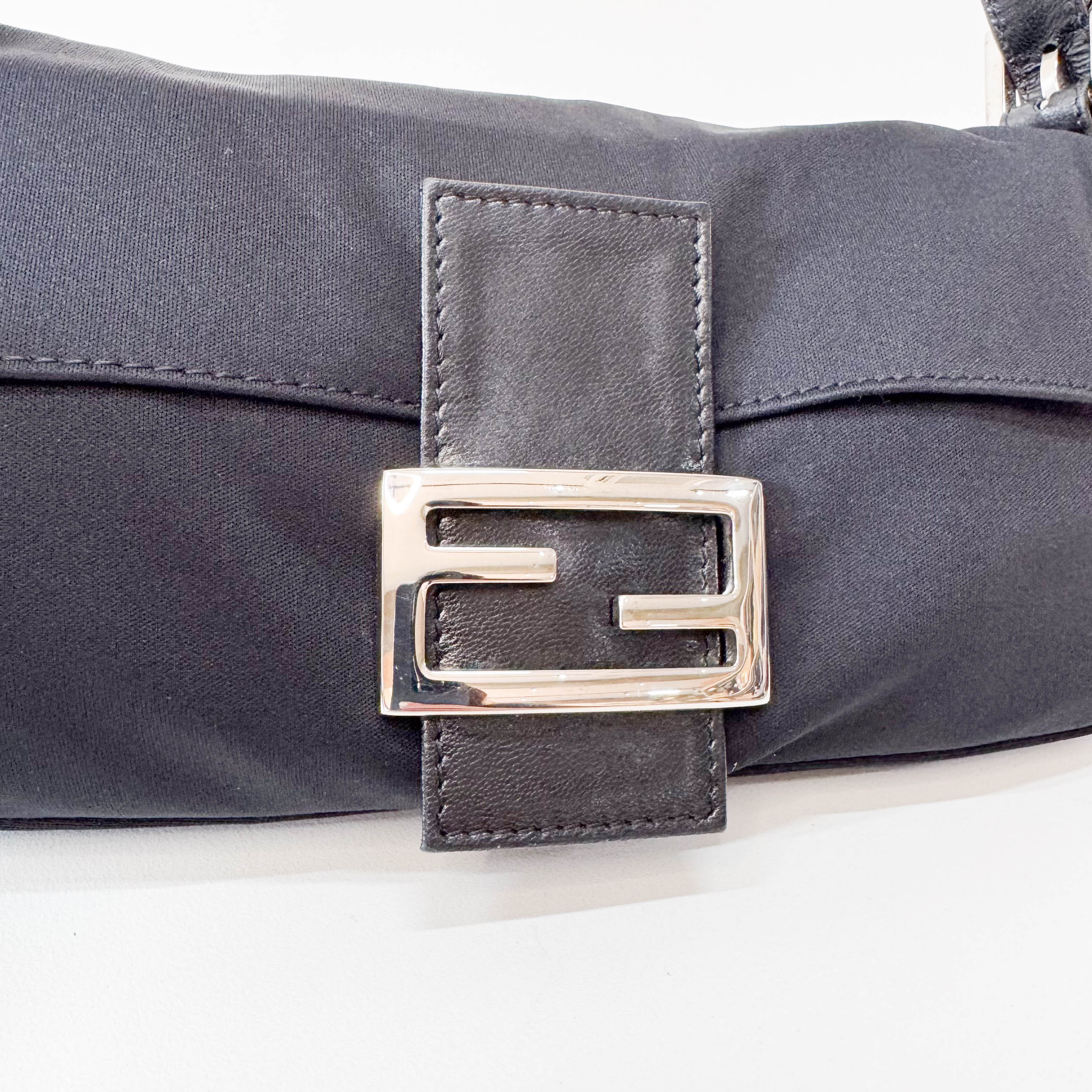Baguette Black Neoprene Shoulder Bag