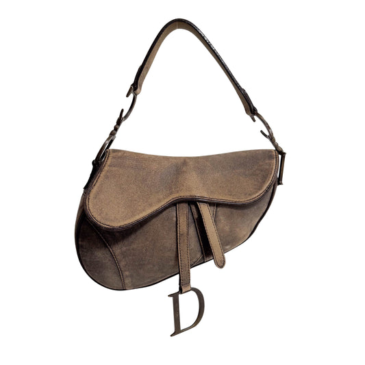 Saddle Bag Aged Brown Suede Shoulder Bag
