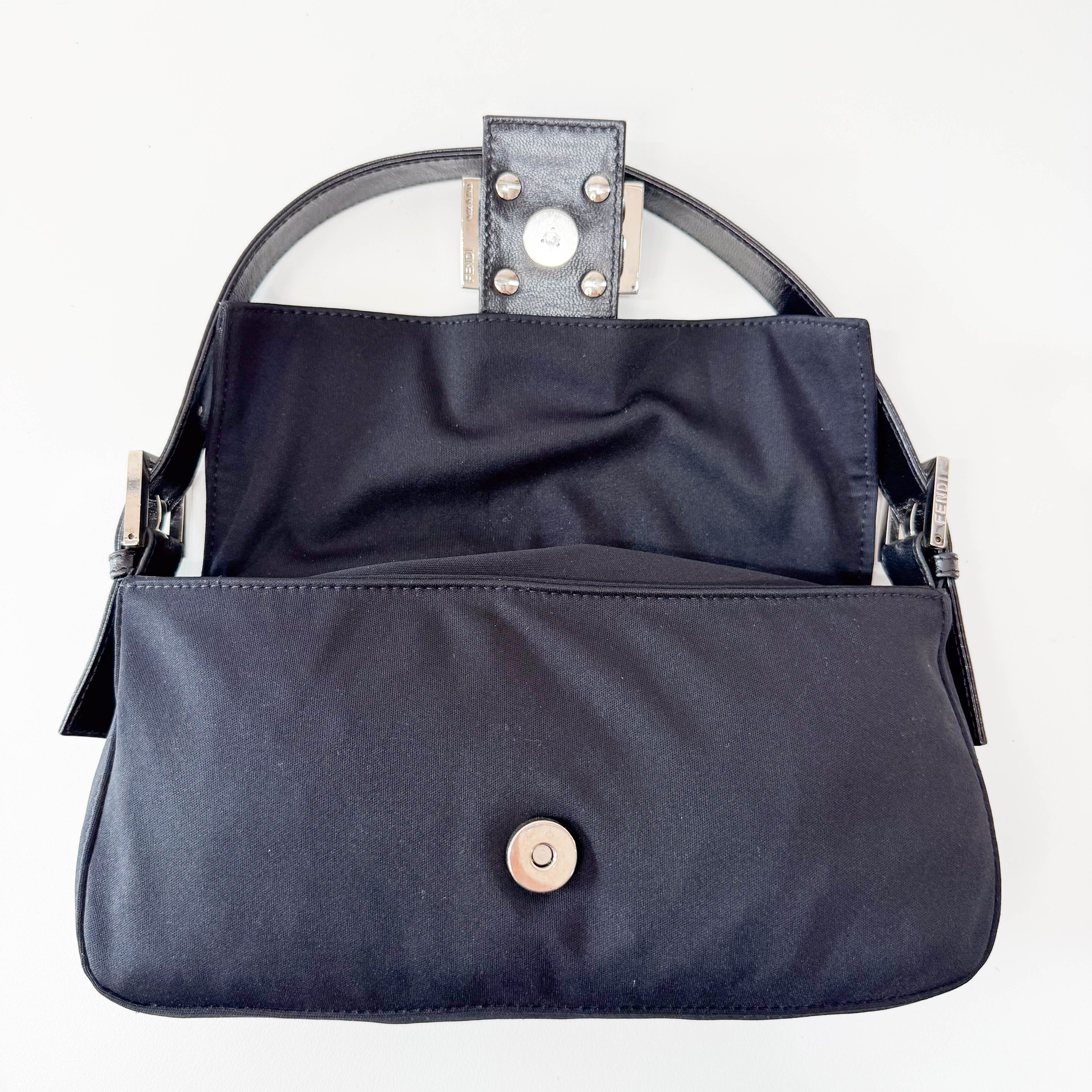 Baguette Black Neoprene Shoulder Bag