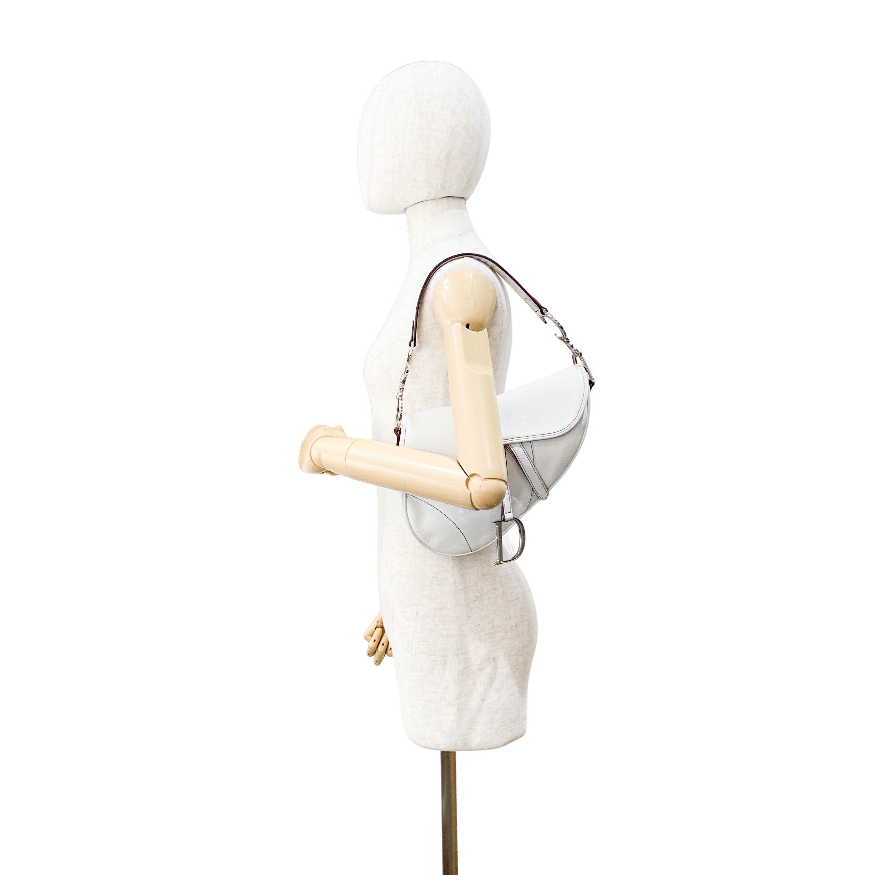 Saddle White Leather Shoulder Bag