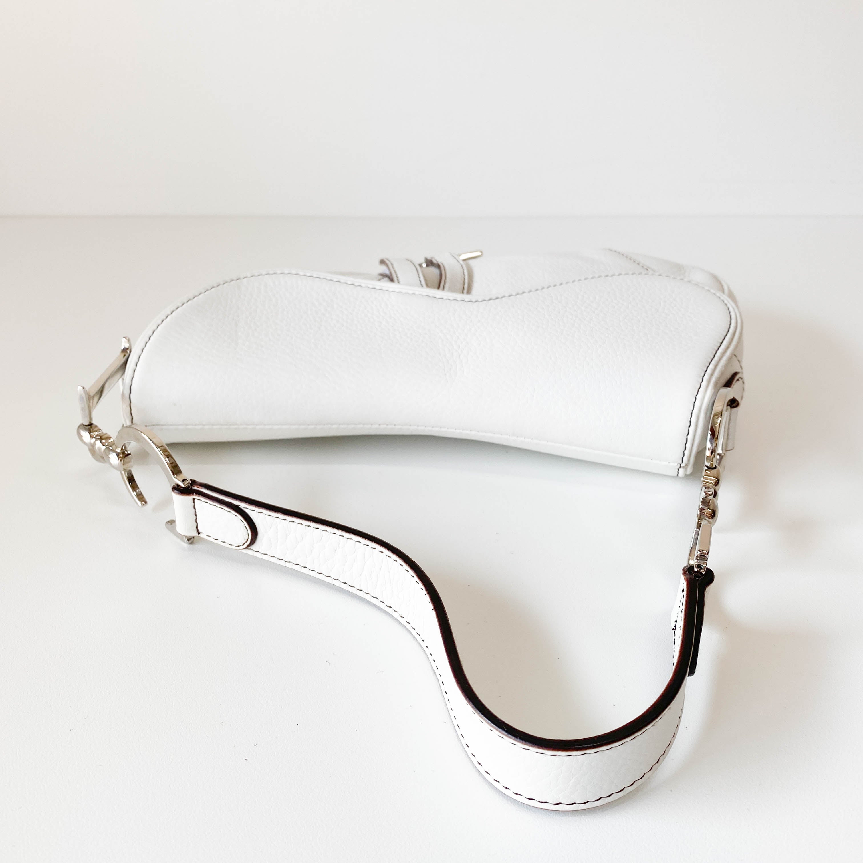 Saddle White Leather Shoulder Bag